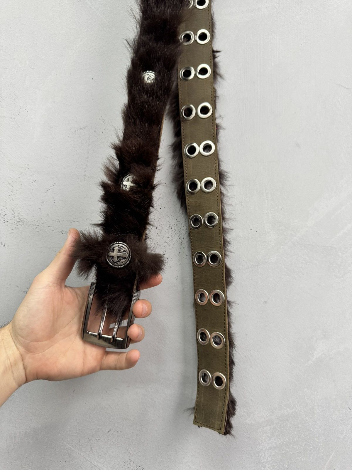 Le Grande Bleu (L.G.B.) Rare Fur fuzzy y2k Legrandebleu style leather belt rare Size ONE SIZE - 9 Thumbnail