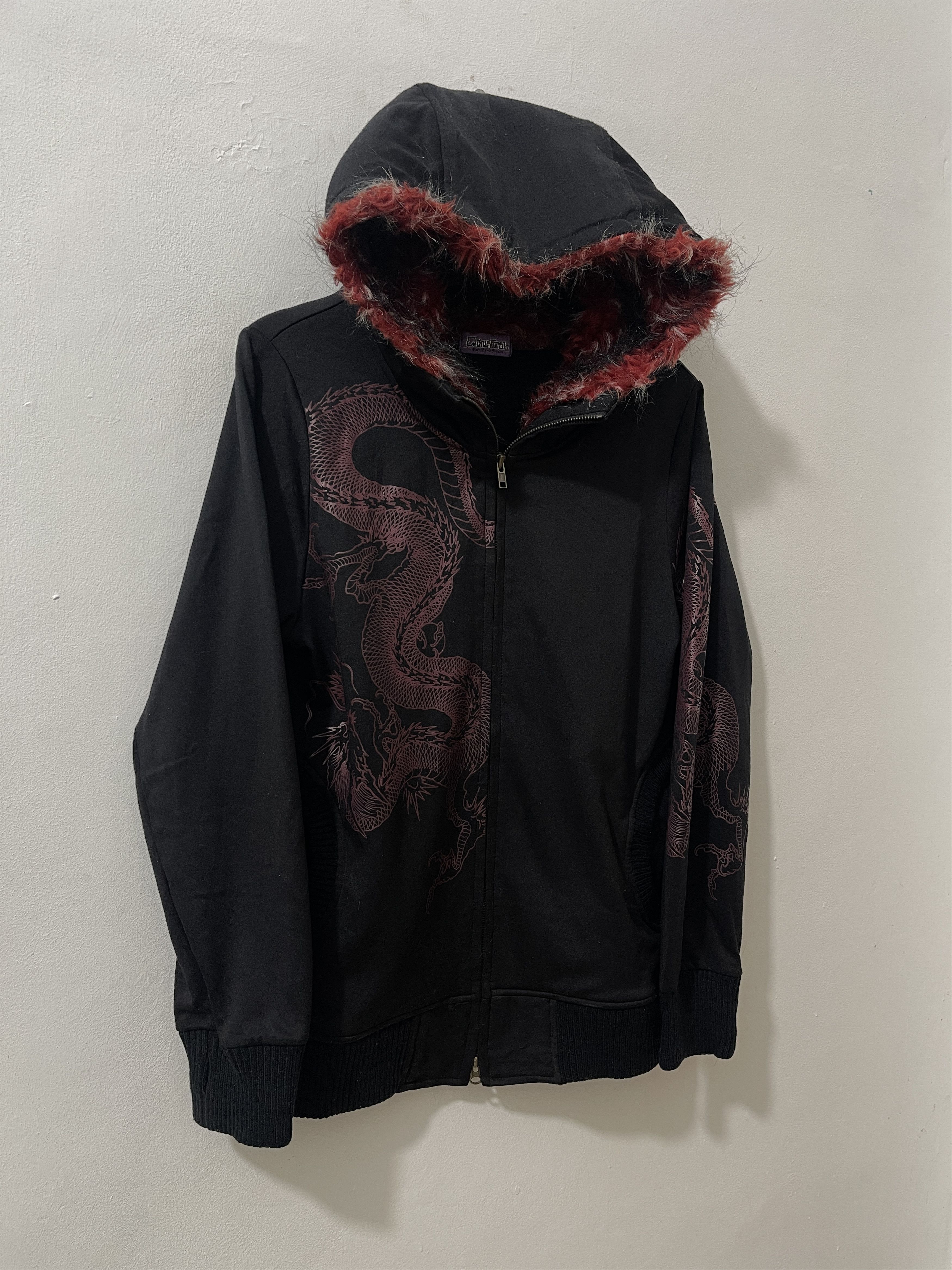Japanese Brand 2000s Anima Japanese Red Dragon Y2k Fur Vkei Hoodie Size US M / EU 48-50 / 2 - 3 Thumbnail
