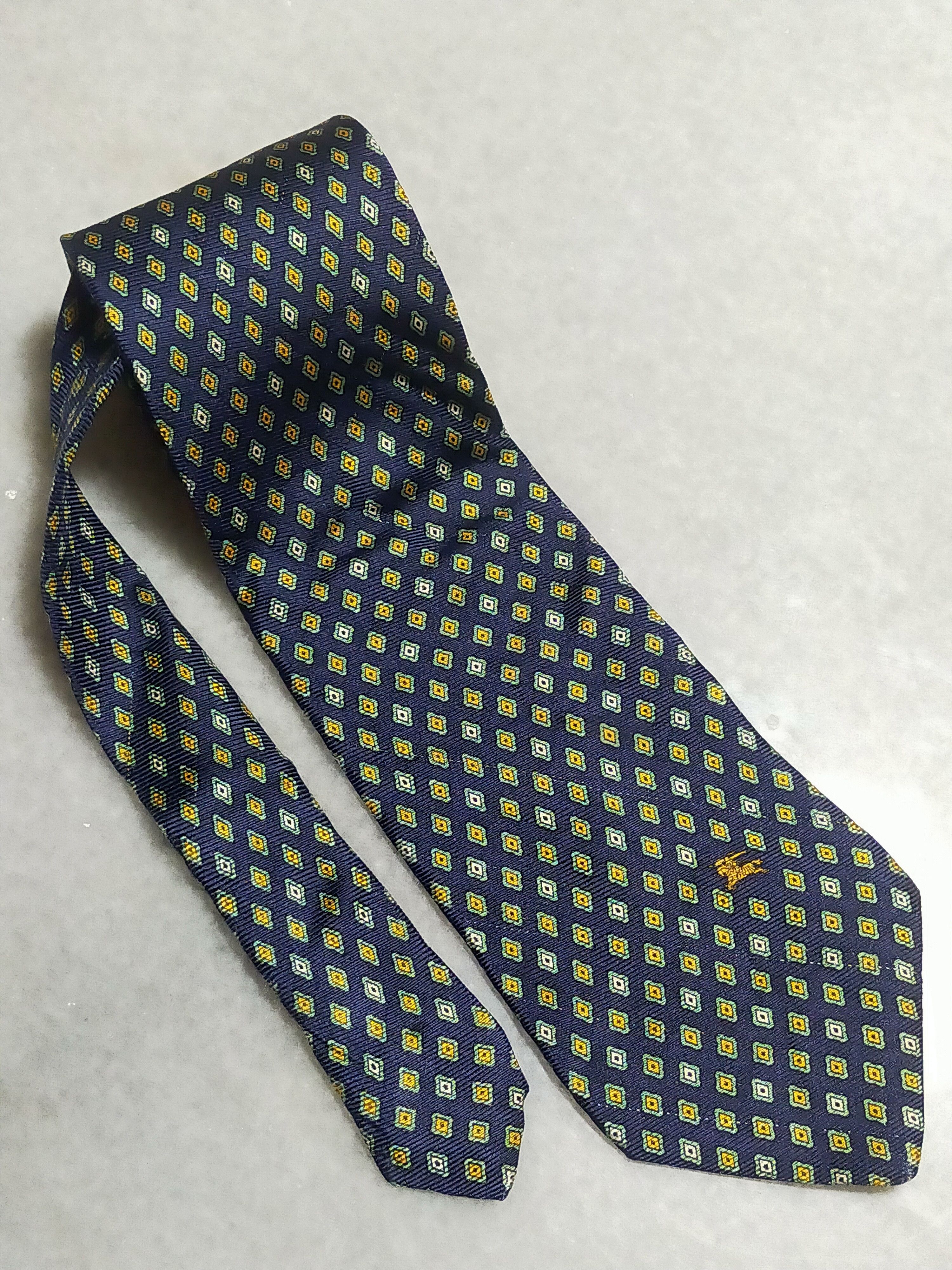 Burberry × Vintage BURBERRYS VINTAGE YELLOW DIAMOND PATTERN SILK TIE Size ONE SIZE - 1 Thumbnail
