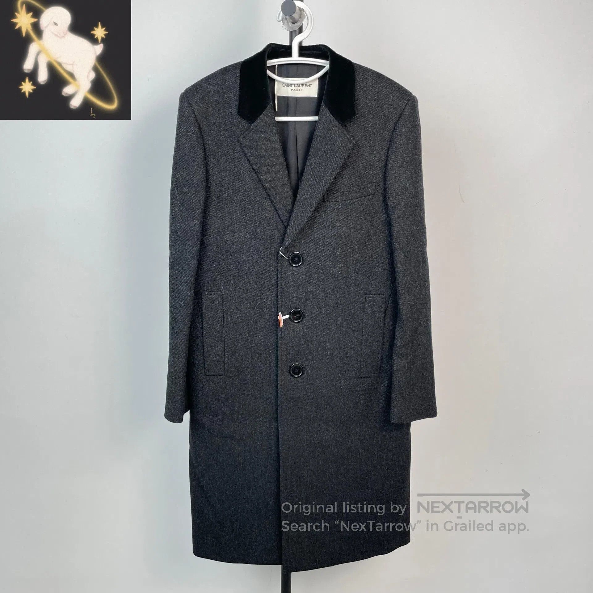 Saint Laurent Paris Saint Laurent Paris Black Gray Velvet Three Button Velvet Size US M / EU 48-50 / 2 - 1 Thumbnail
