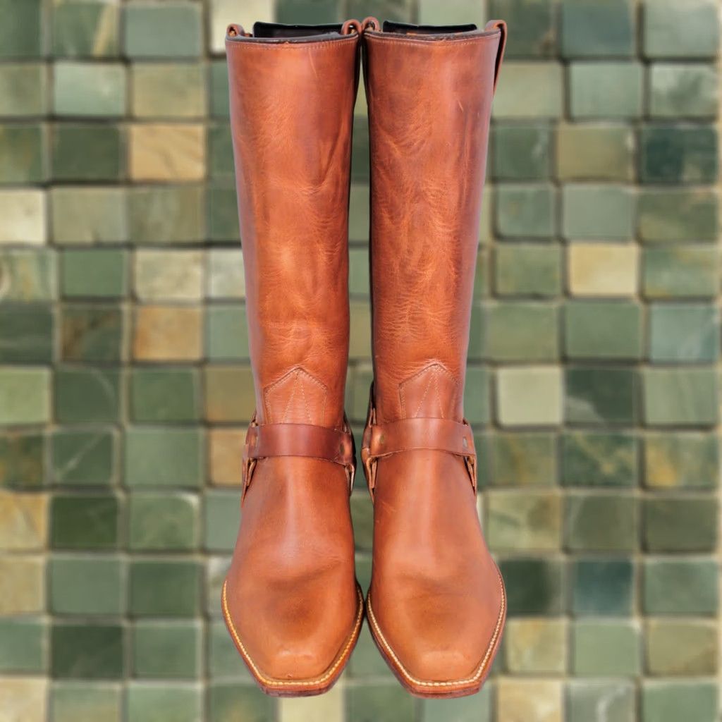 Wrangler NW Wrangler Men's VTG 70s Boots Brown Leather 8 EE Harness Biker Boots 1970s Vintage Shoes Size US 8 / EU 41 - 1 Thumbnail