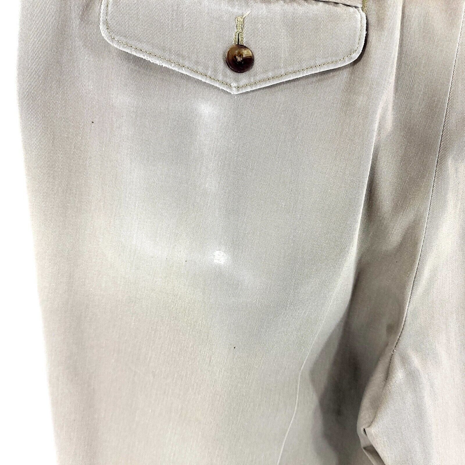 L.L. Bean L.L. Bean Cream Tan Flat Front Cotton High Rise Chino Pants Size US 36 / EU 52 - 3 Thumbnail