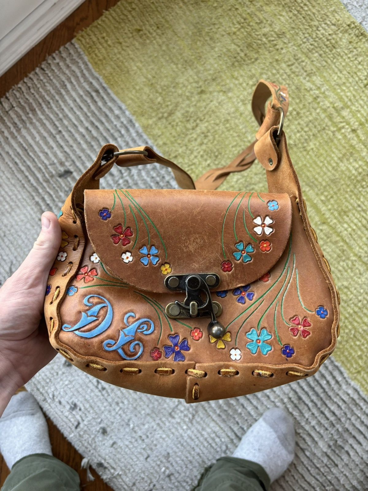 Cowboy Equipment 1970s Vintage Tooled Leather Bag Crossbody Messenger Purse Size ONE SIZE - 11 Thumbnail