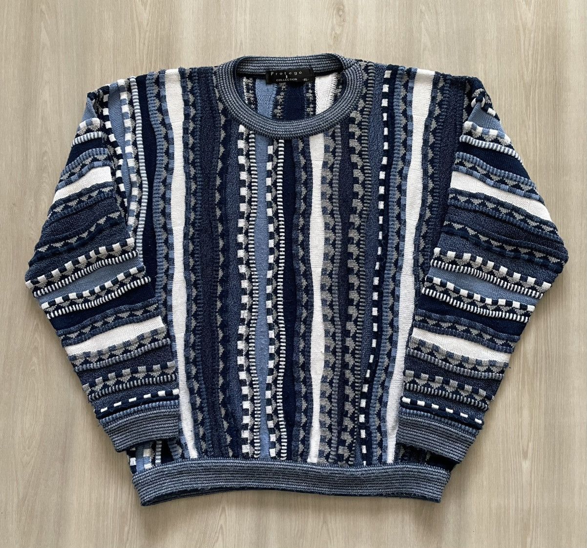 Protege Vintage Protege Coogi Style Textured Knit Sweater Sz XL Size US XL / EU 56 / 4 - 1 Thumbnail