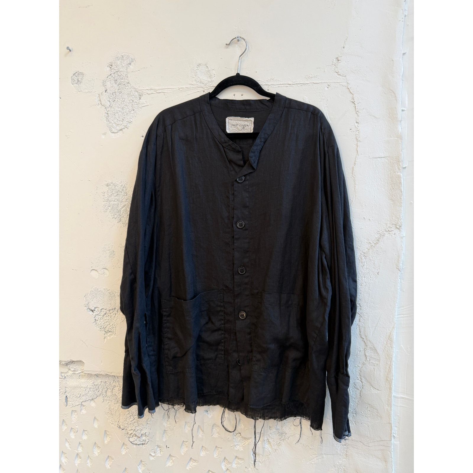 Greg Lauren Greg Lauren Black Linen Long Sleeve Button Up Studio Shirt Size US L / EU 52-54 / 3 - 1 Thumbnail