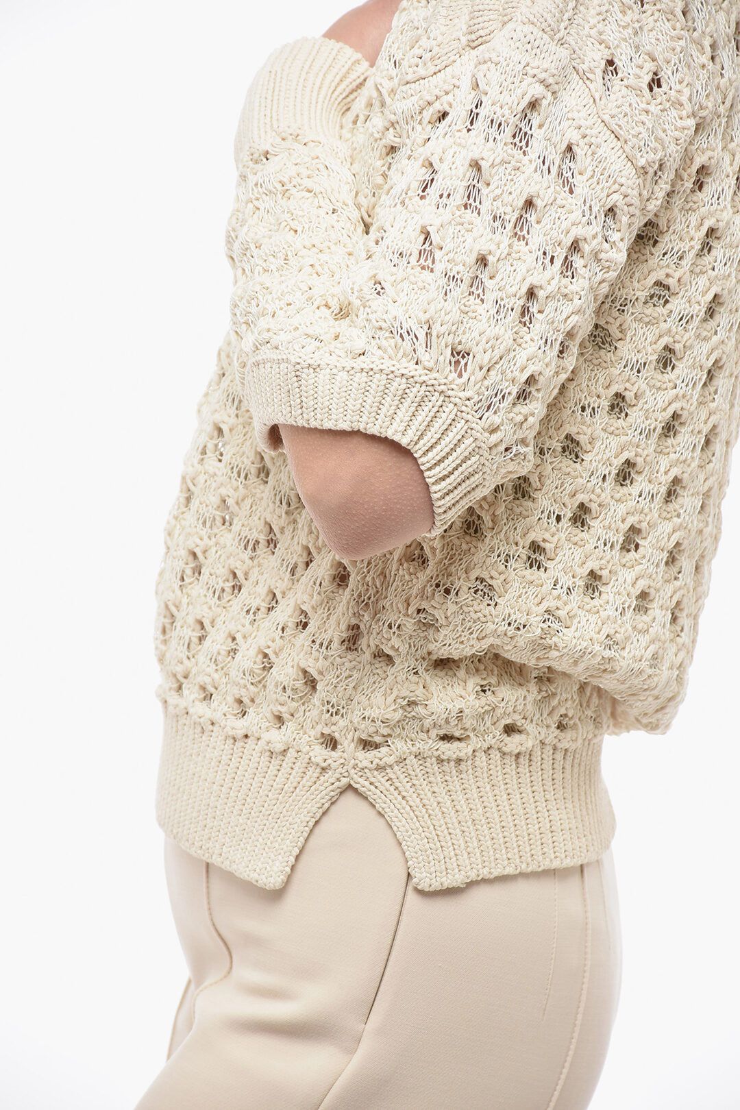 Stella McCartney og1mm0824 Cotton Blend Sweater With Cut-Out in Ivory Size S / US 4 / IT 40 - 3 Thumbnail