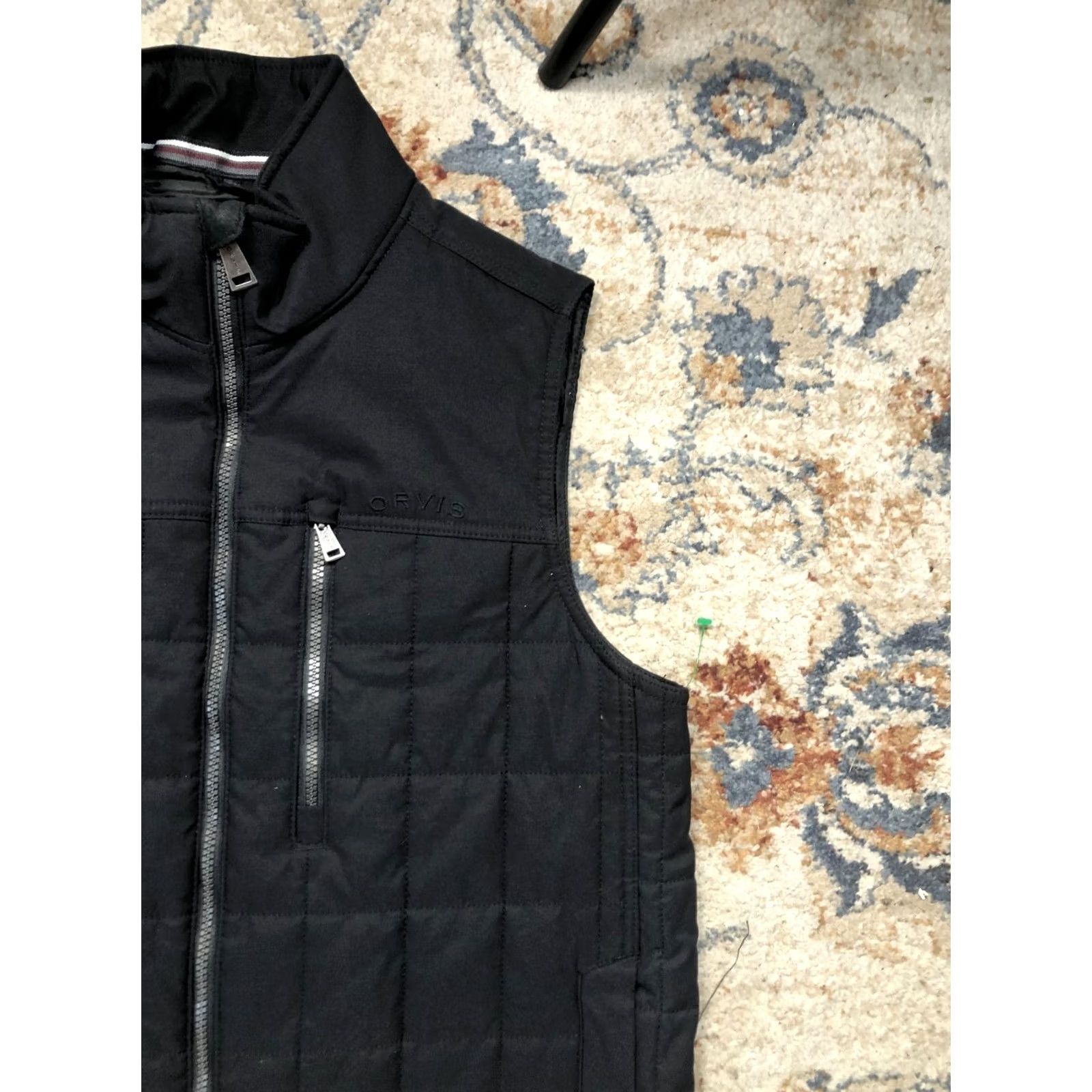 Orvis VINTAGE Orvis Mens Vest M Black Quilted Insulated Full Zip Chest Pocket Size US M / EU 48-50 / 2 - 4 Thumbnail