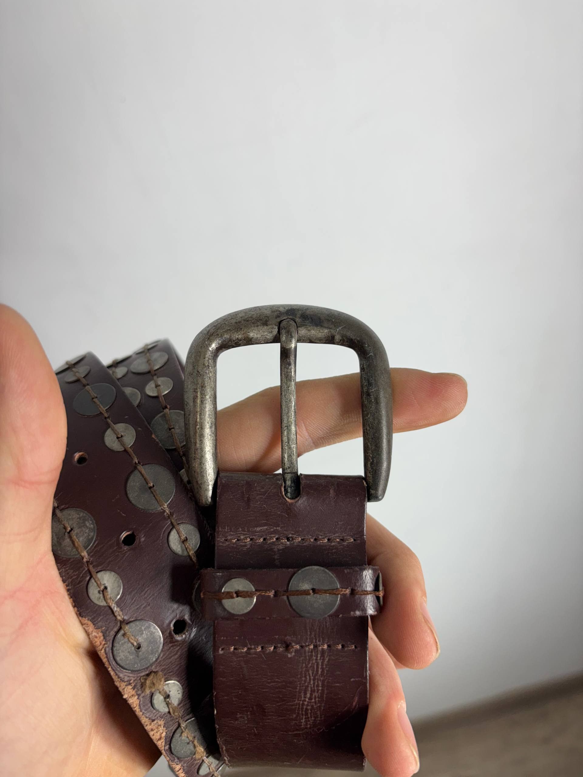 Japanese Brand VTG Japanese B.B.Simon Type! Streetwear Leather Buttons Belt Size 32 - 5 Thumbnail