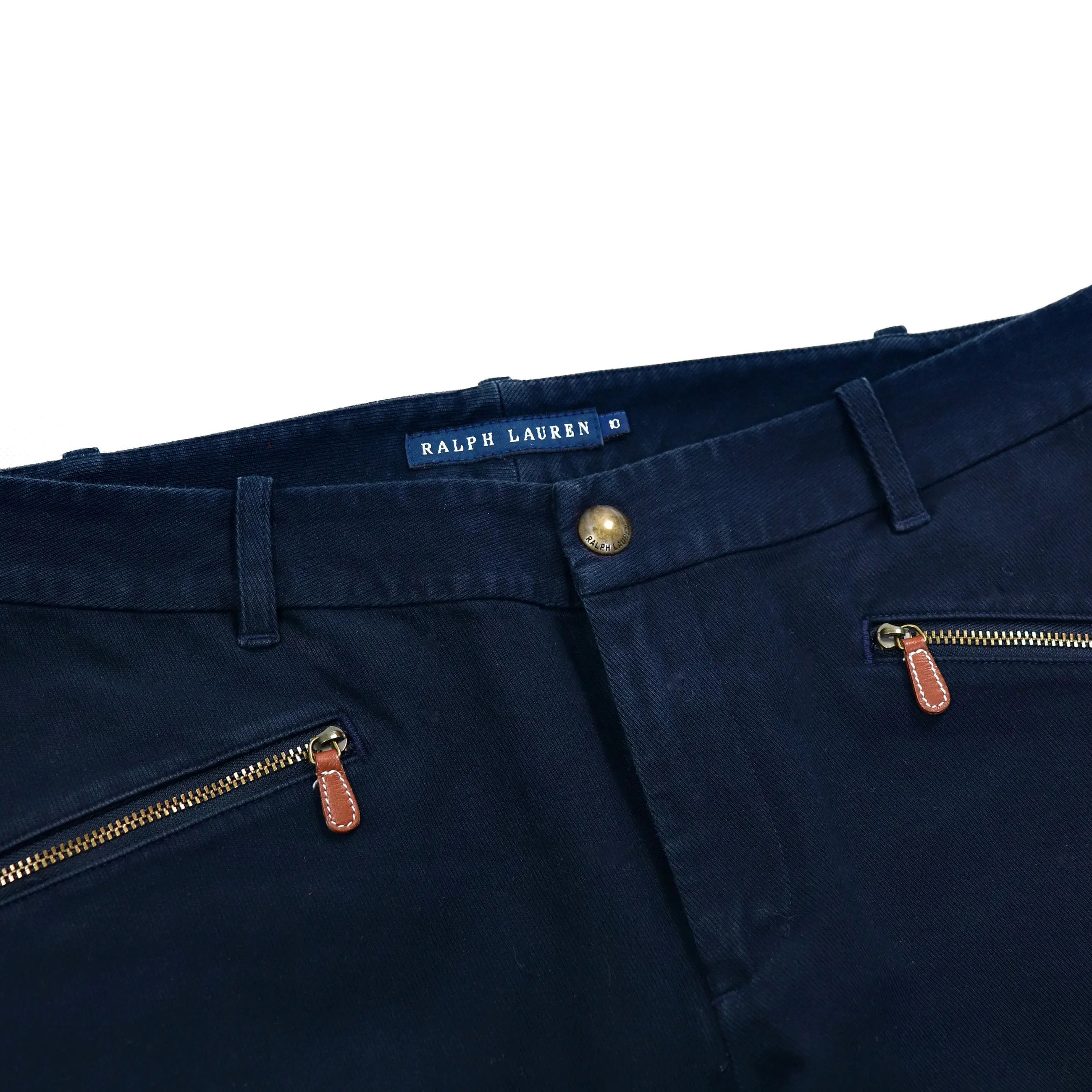 Polo Ralph Lauren PRL Leather Suede Inserts Cropped Chino Pants Size 28" / US 6 / IT 42 - 3 Thumbnail