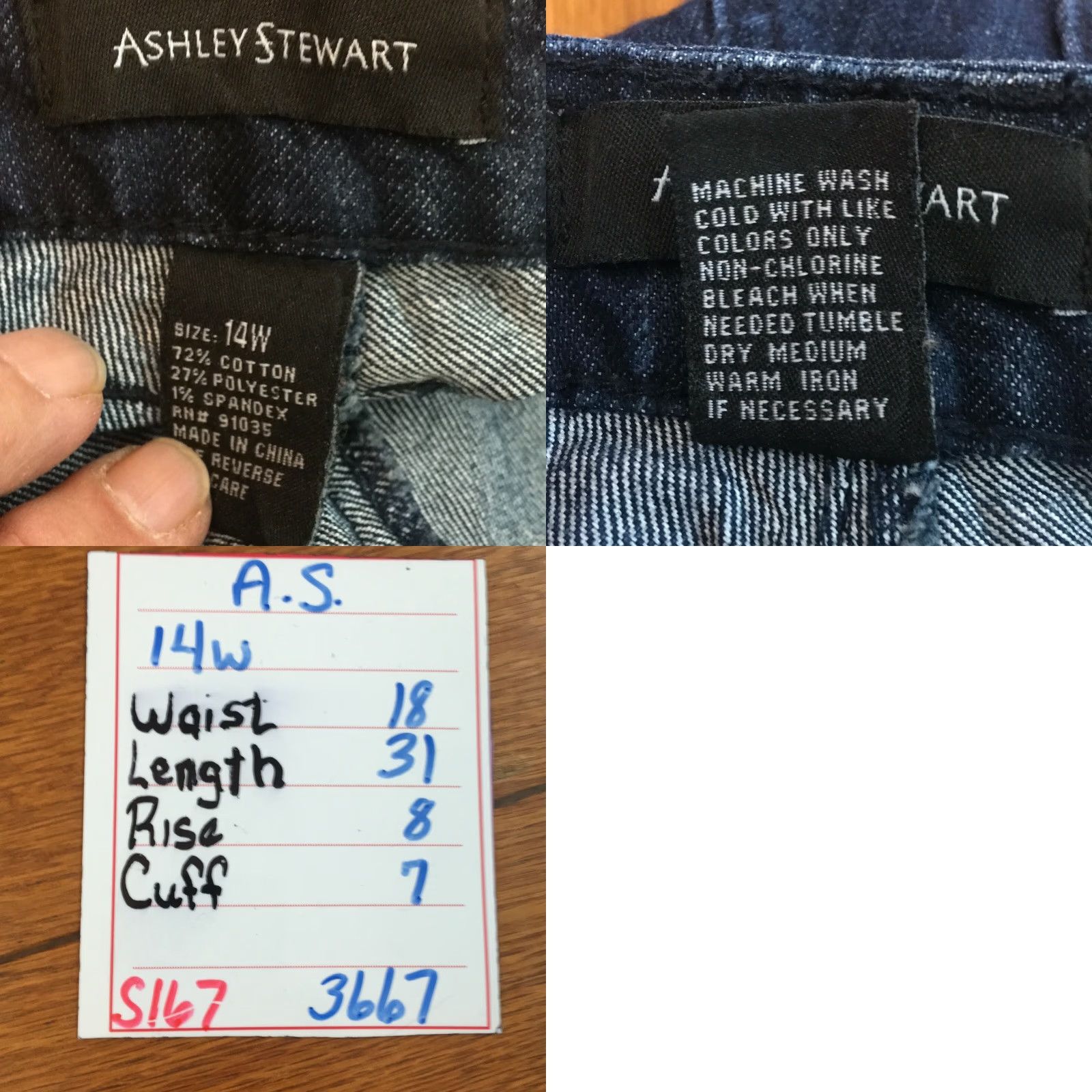 Vintage Ashley Stewart Jeans Womens 14W Blue Denim Studded Pockets Low Rise Casual 5-Pocket Modern Size 36" / US 14 / IT 50 - 8 Thumbnail