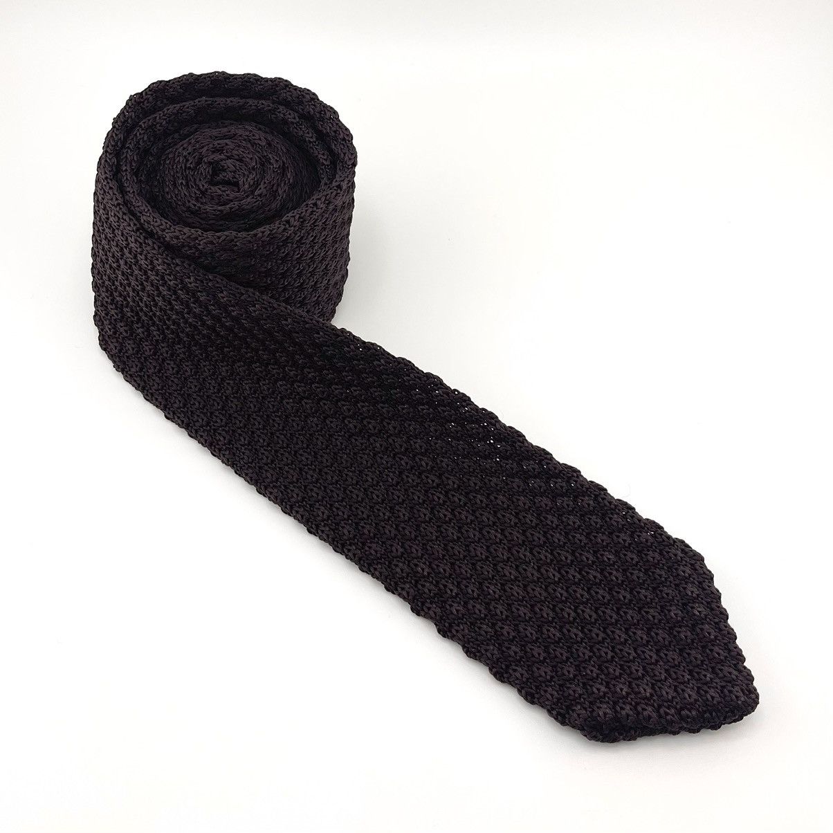 Other Men’s Dark Brown Knit Tie & Alabaster Floral Pocket Square Size ONE SIZE - 7 Thumbnail
