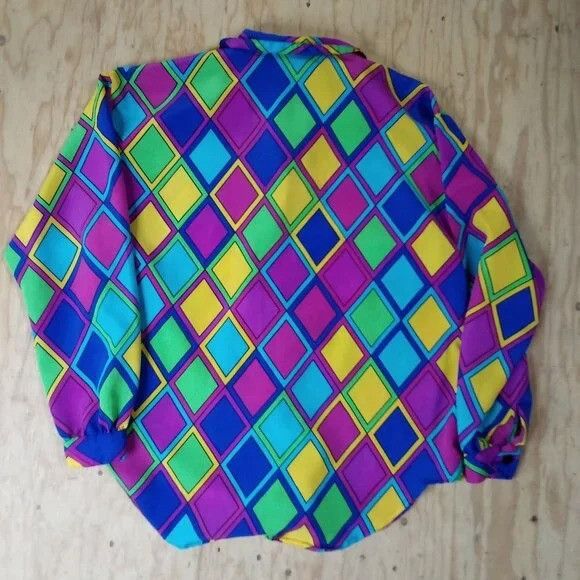 Vintage Vintage Impressions Rainbow Diamonds Polyester Disco Shirt Size XL / US 12-14 / IT 48-50 - 4 Thumbnail