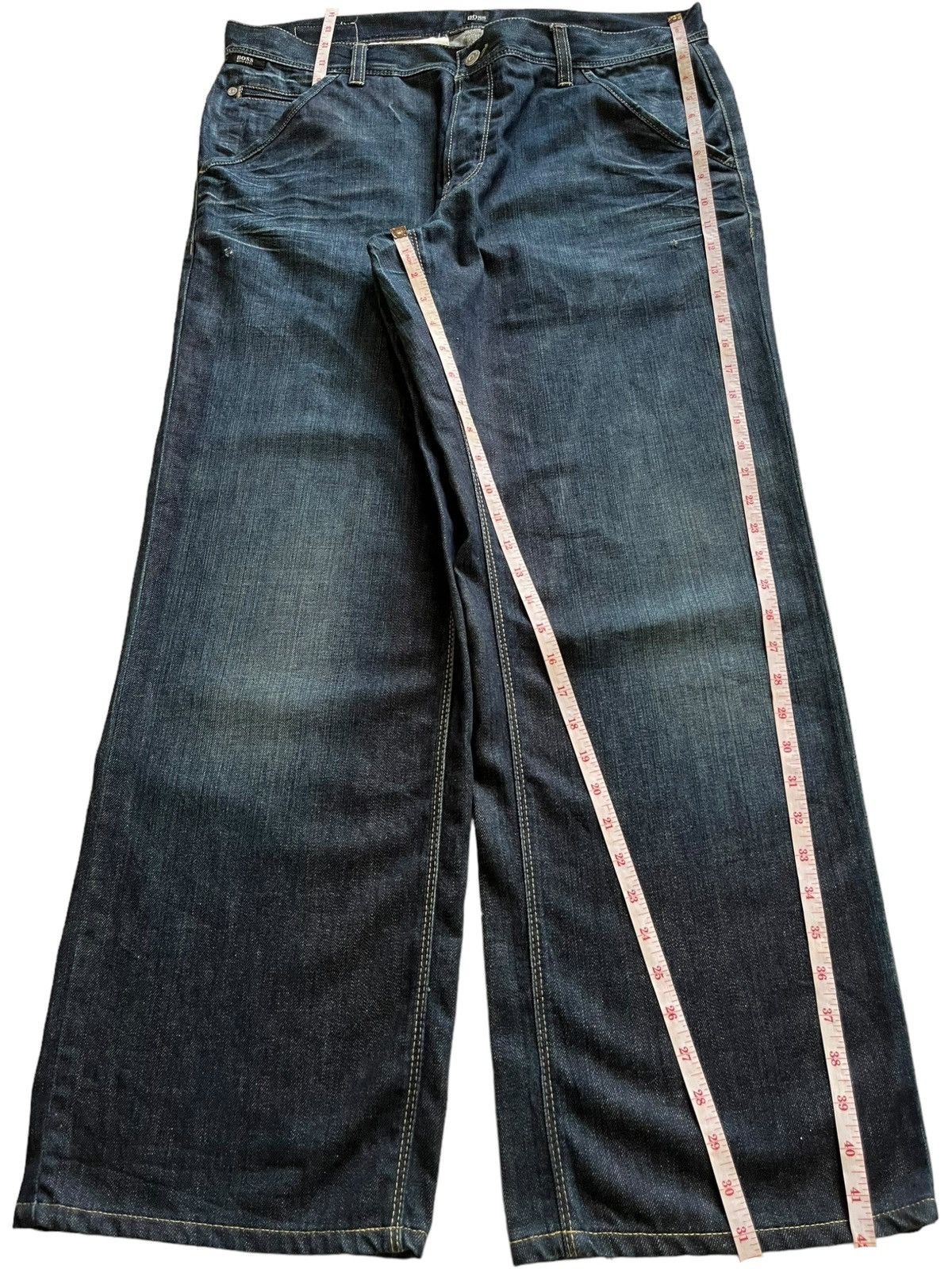 Hugo Vintage Hugo Boss Blue Wash Buckle Back Baggy Jeans Size US 37 - 12 Thumbnail