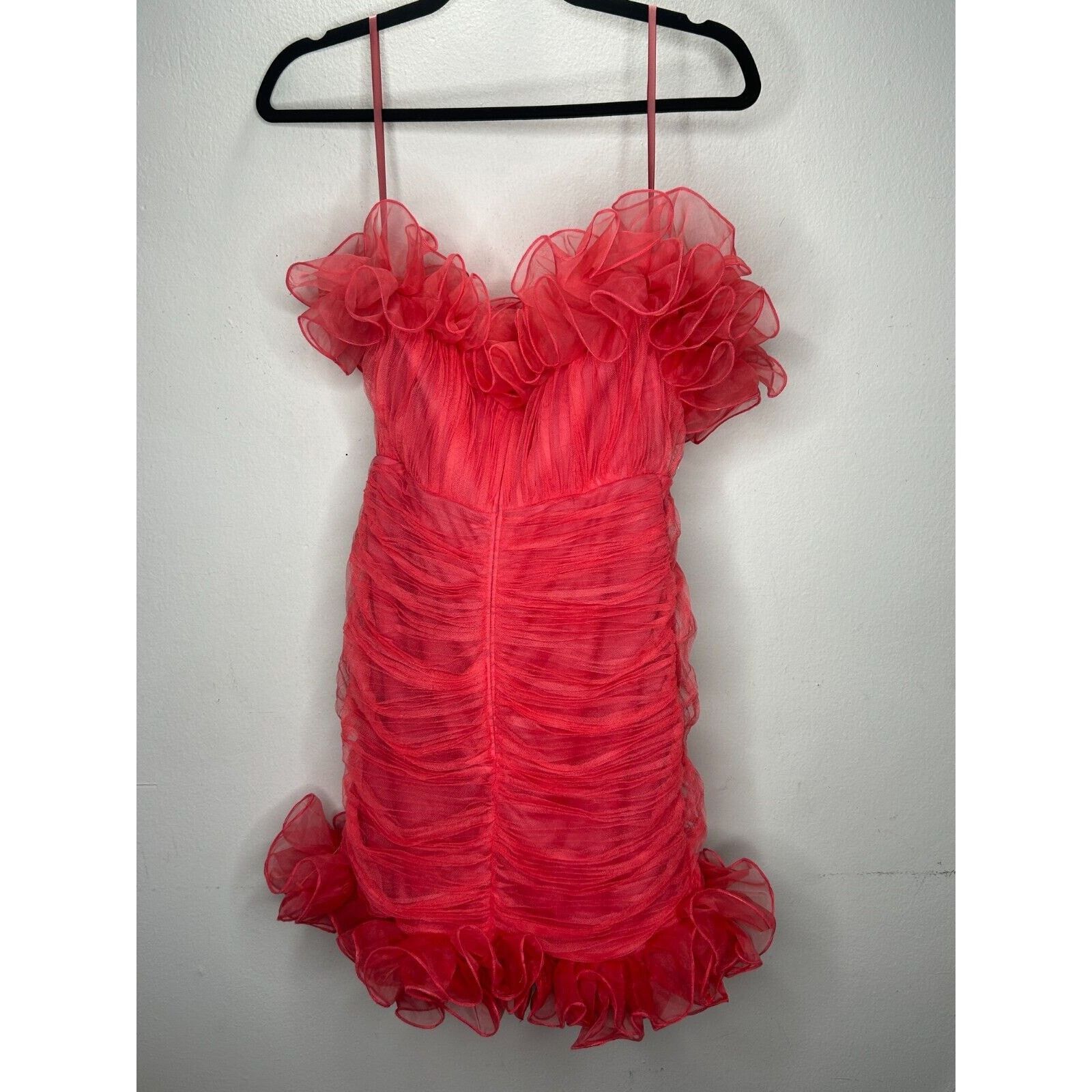 Asos ASOS Design Red Ruffle Bandeau Neck Strapless Mini Dress 4 Size S / US 4 / IT 40 - 8 Thumbnail