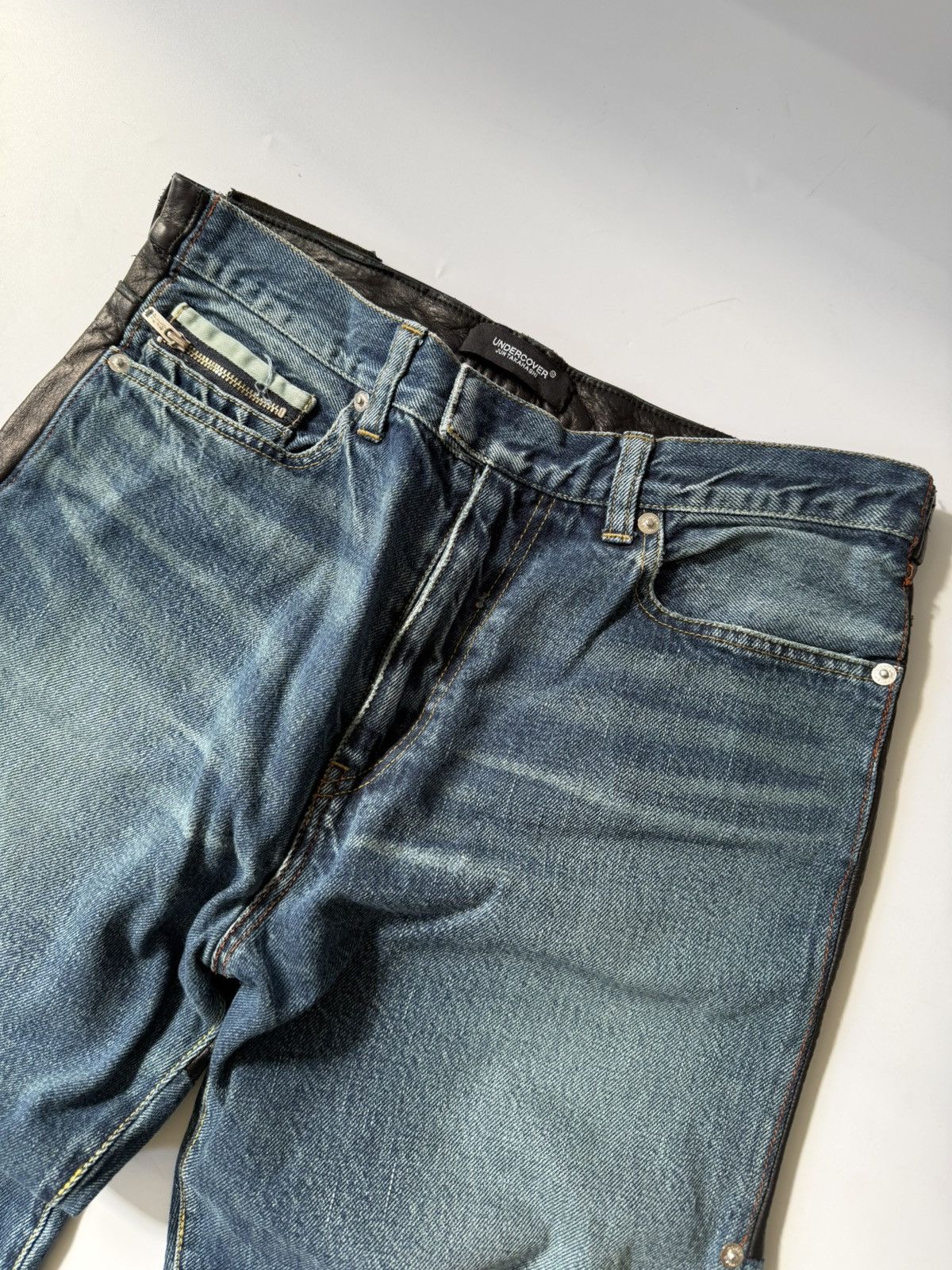 Undercover Undercover Switching Leather Denim Pants Size US 29 - 3 Thumbnail