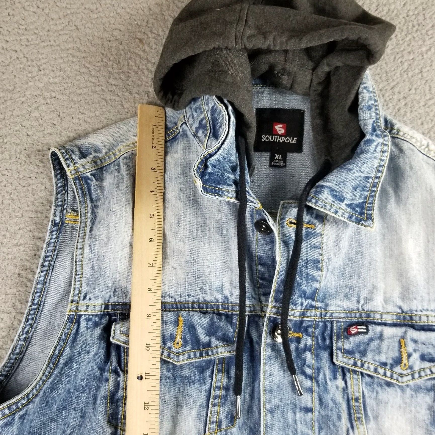 Southpole VINTAGE Southpole Jacket Men XL Hooded Denim Acid Wash Streetwear Hip Hop 90s Classic Size US XL / EU 56 / 4 - 2 Thumbnail