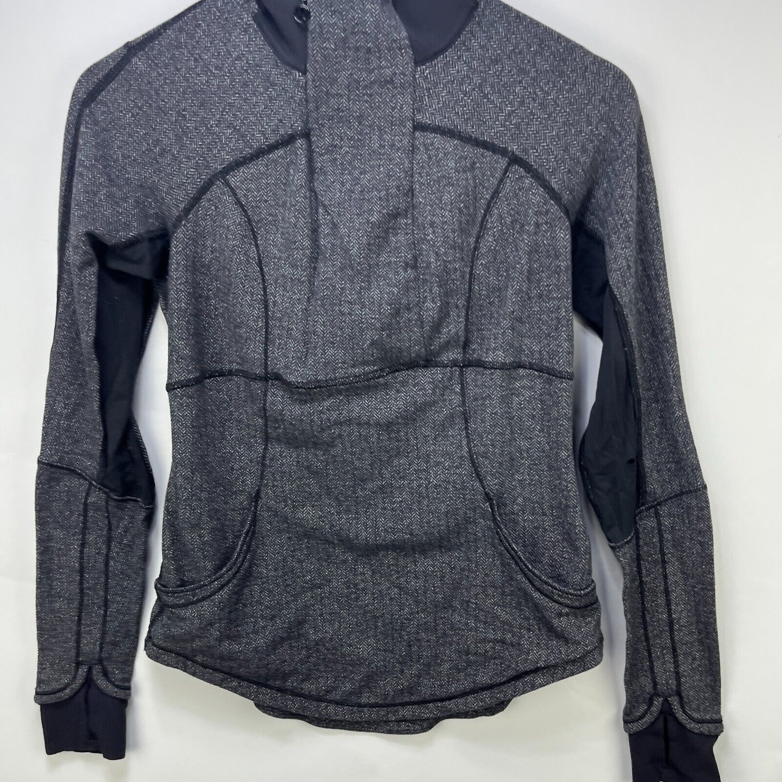 Lululemon × Vintage Lululemon Base Runner 1/2 Zip Herringbone Black High Neck 9 Size M / US 6-8 / IT 42-44 - 2 Thumbnail