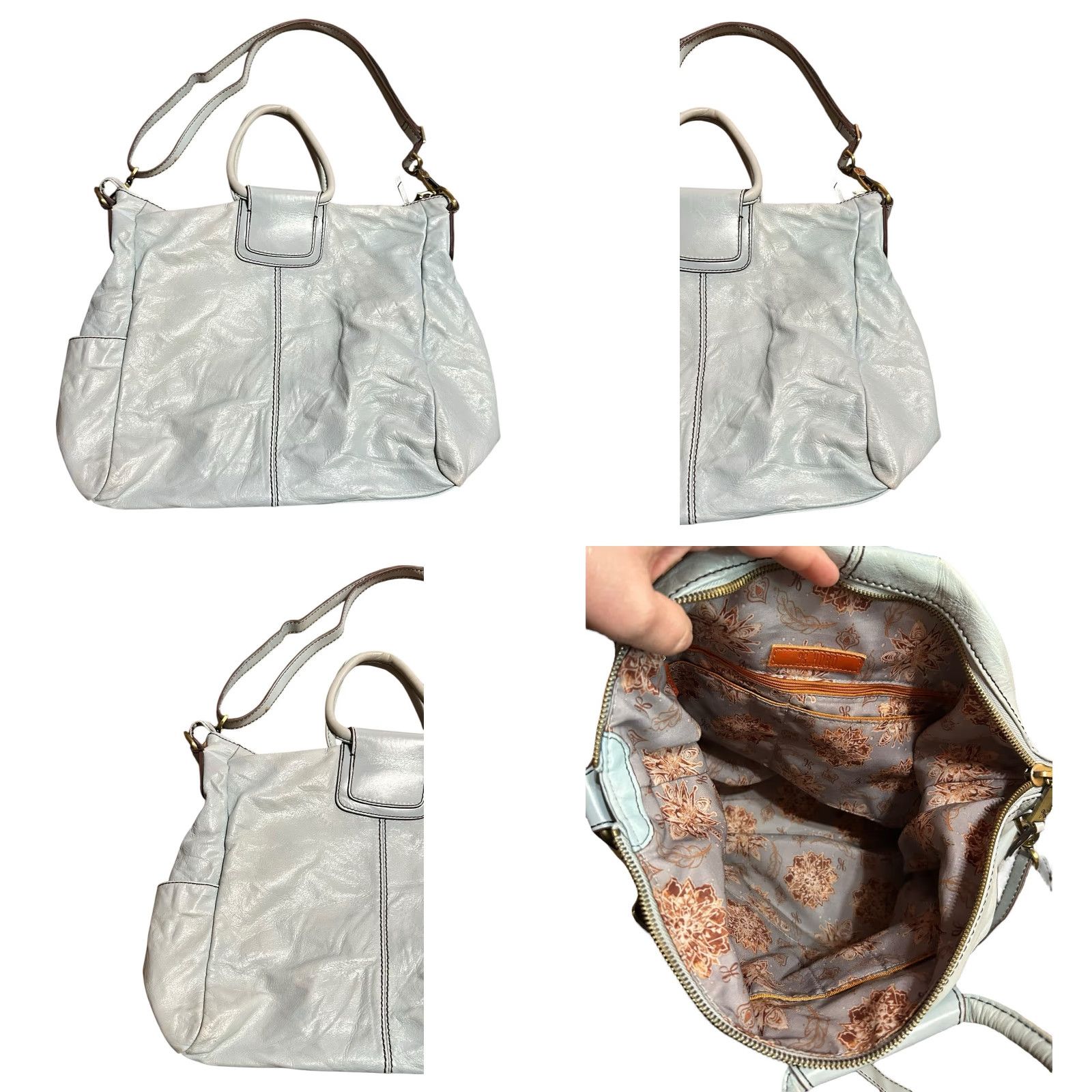 Vintage VINTAGE Hobo Sheila Large SatchelCrossbody Blue Leather Bag Purse W/Wallet Women's Read Size ONE SIZE - 9 Thumbnail