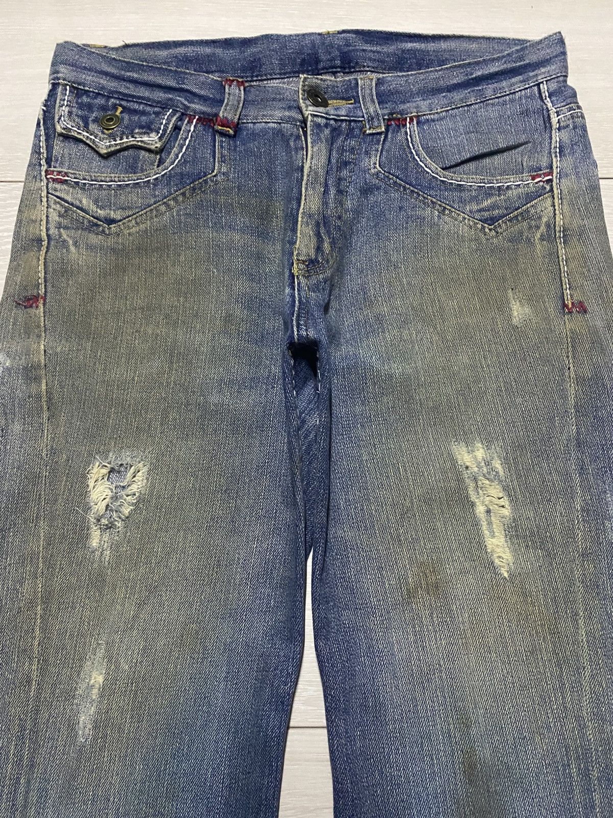 Tornado Mart Vintage Japanese Authentic Mud Wash Distressed Bootcut Jeans Size US 33 - 3 Thumbnail