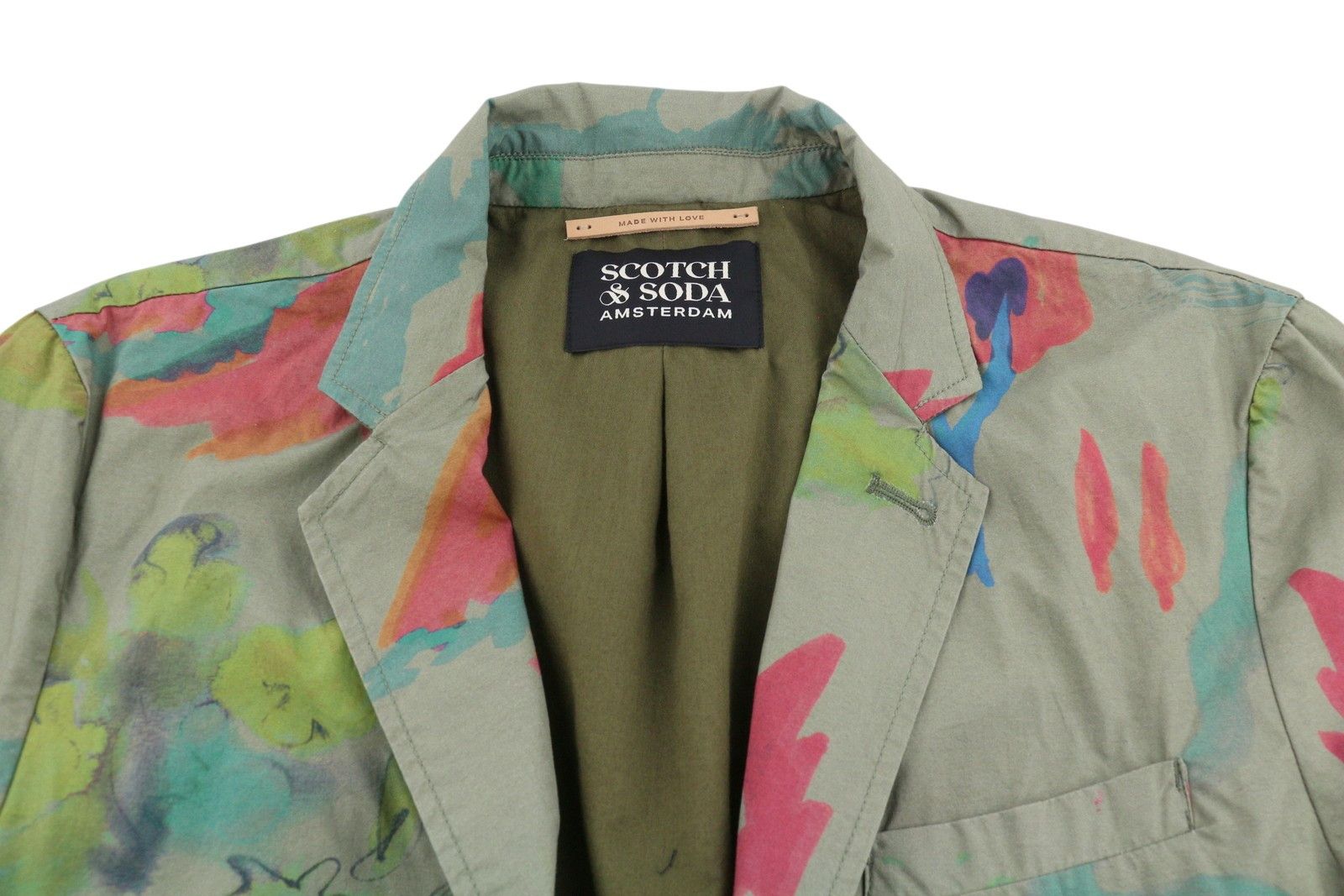 Scotch & Soda M Green Patterned Notch Lapel Single Breasted Blazer 91048 Size 38R - 6 Thumbnail