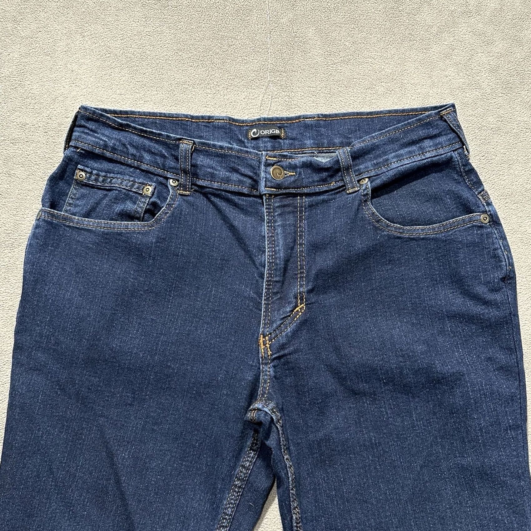 Vintage Origin Jeans Mens 34 Blue Denim Slim Fit Dark Wash Hemmed READ Size US 33 - 3 Thumbnail