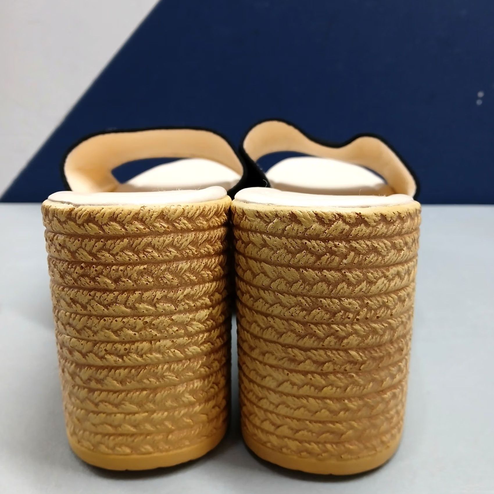 Vintage Shdy AOERDA Platform Espadrille Sandals Womens US 9 Tan & Black Open Toe Slip On Shoes Size US 9 / IT 39 - 5 Thumbnail