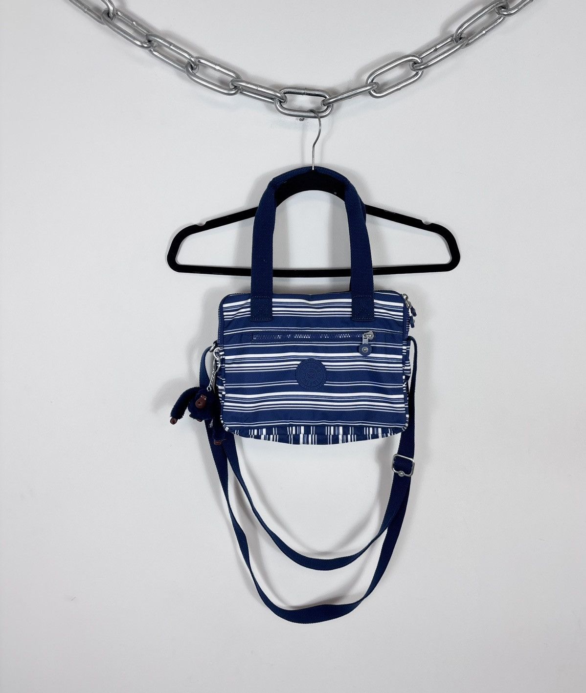 Japanese Brand Kipling Y2K Blue/White Striped Handbag Shoulder Crossbody Size ONE SIZE - 1 Thumbnail