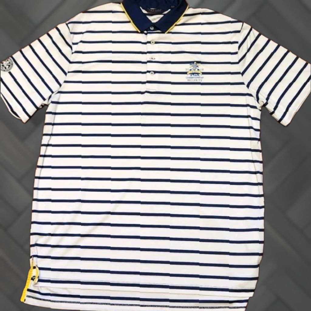 Polo Ralph Lauren Ralph Lauren Polo Golf Shirt Mens XL 2018 100th PGA Championship Striped Multicolor Polo RL Shirt Mens XL Striped Golf Polo Size US XL / EU 56 / 4 - 1 Thumbnail
