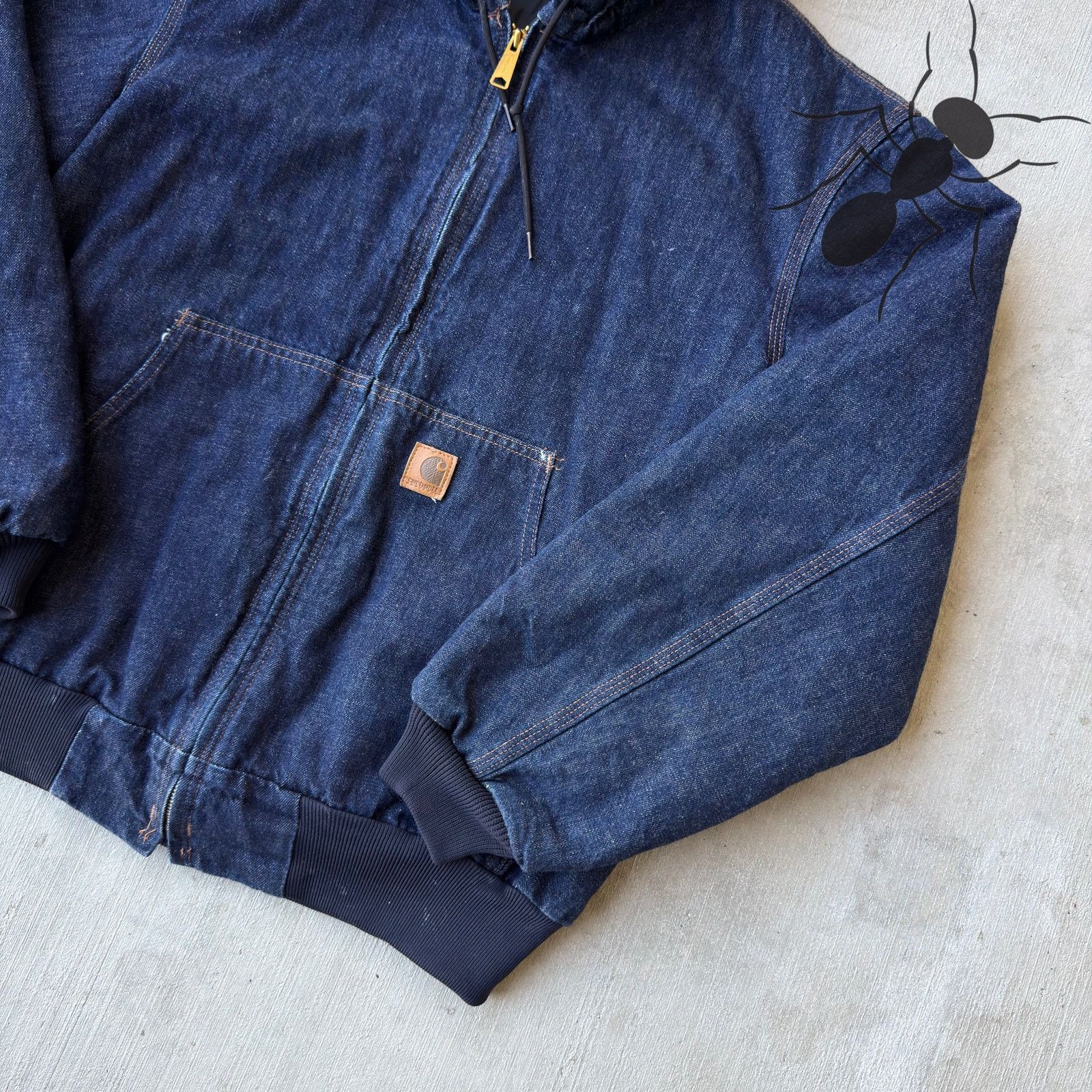 Carhartt × Vintage Carhartt dark blue denim hooded work wear jacket Size US L / EU 52-54 / 3 - 4 Thumbnail