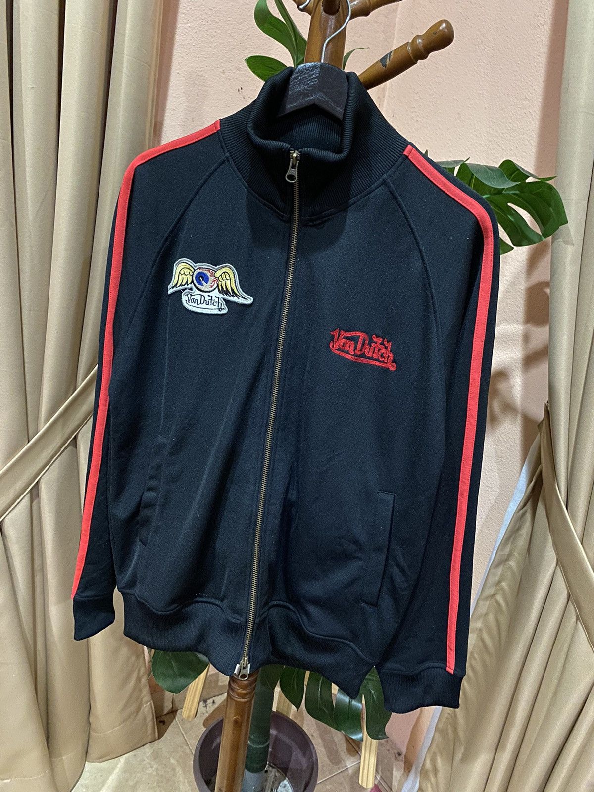 Von Dutch Von Dutch Track Jacket - Black with Red Stripes | Iconic 