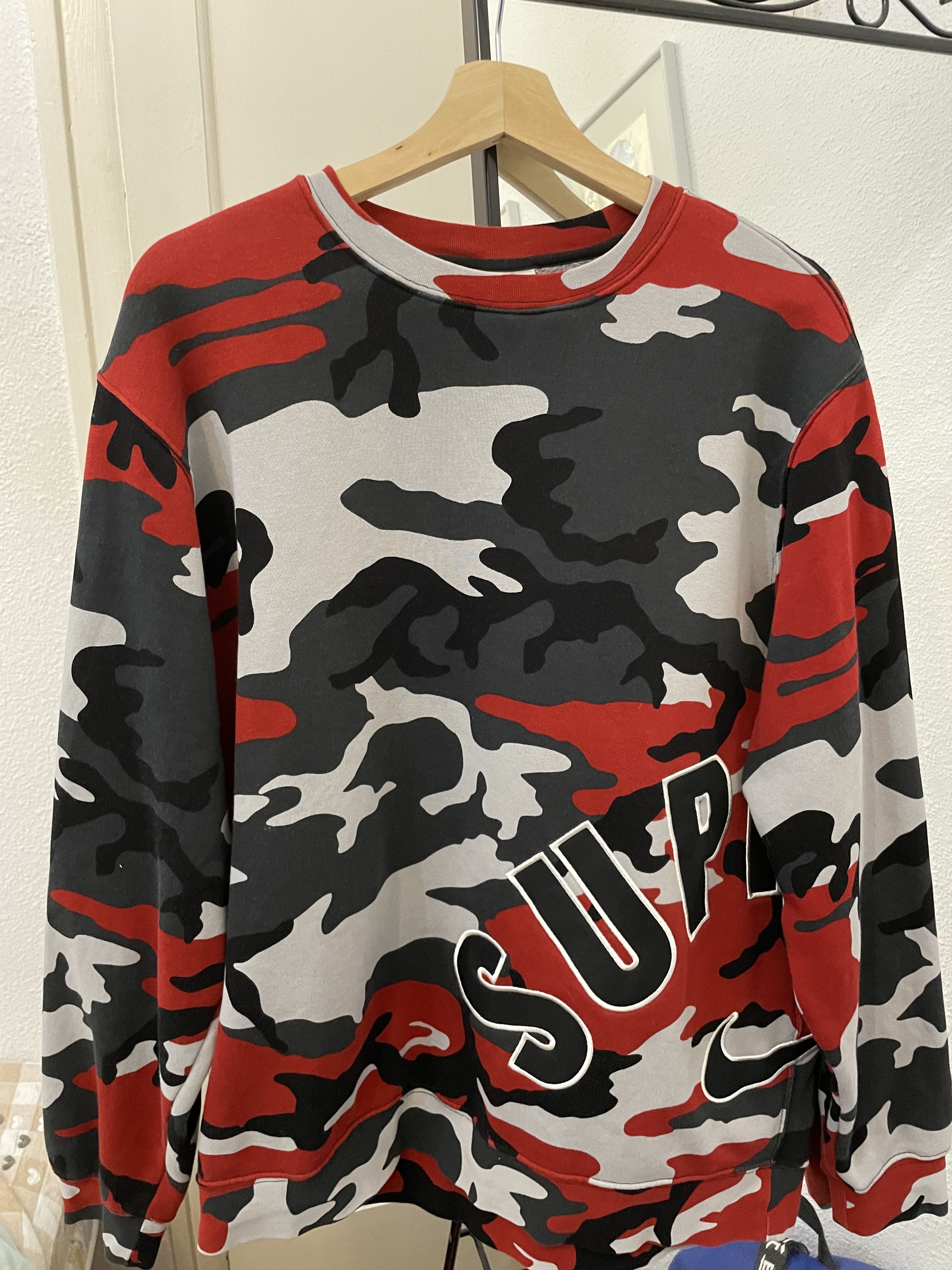 Supreme Nike SS22 Heather Grey & high quality Black Arc Logo Crewneck Sweatshirt Size XL