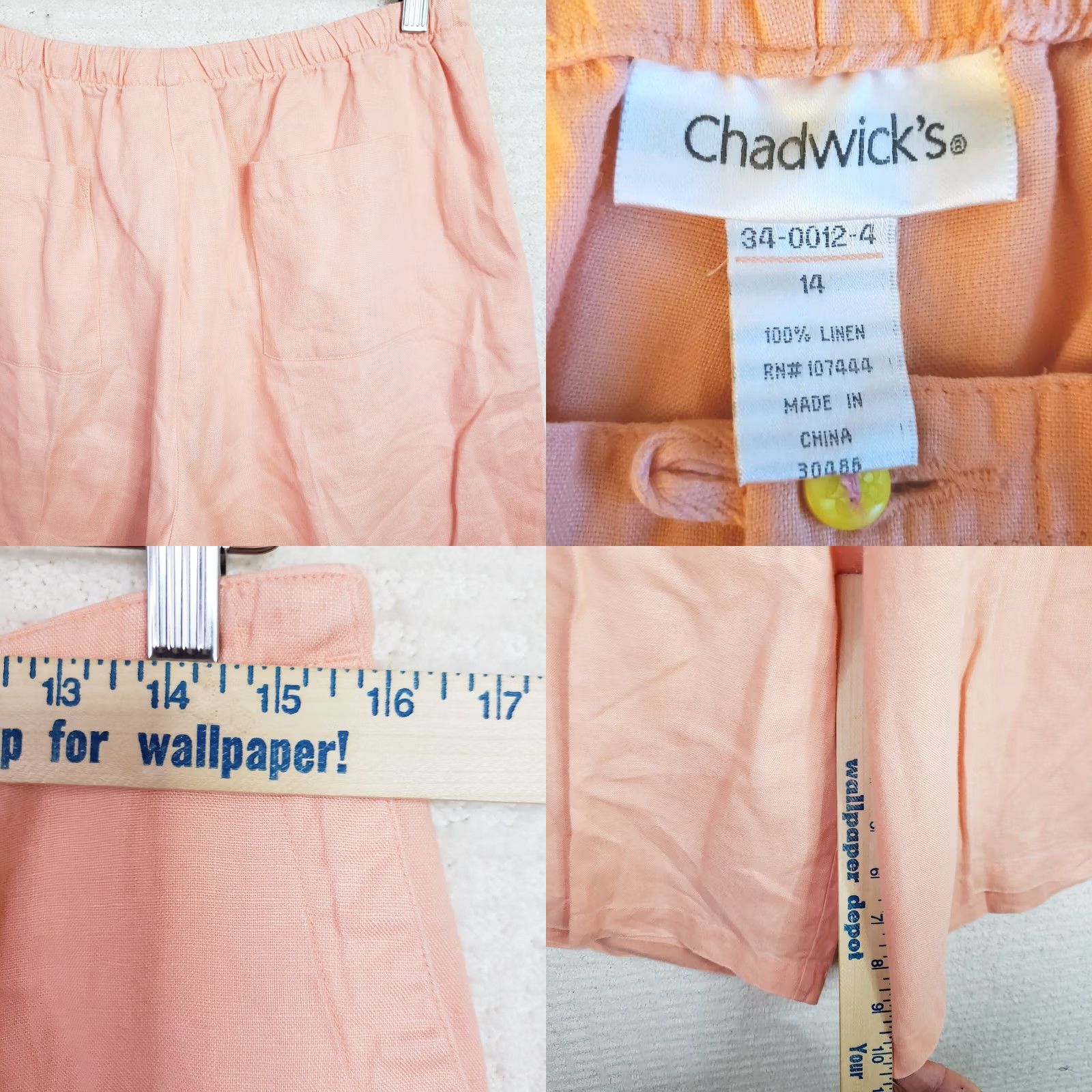 Pinko Chadwicks Of Boston Women's Bermuda Shorts 14 100% Linen Pink Drawstring, Regular, Pink, Women Size 36" / US 14 / IT 50 - 8 Thumbnail