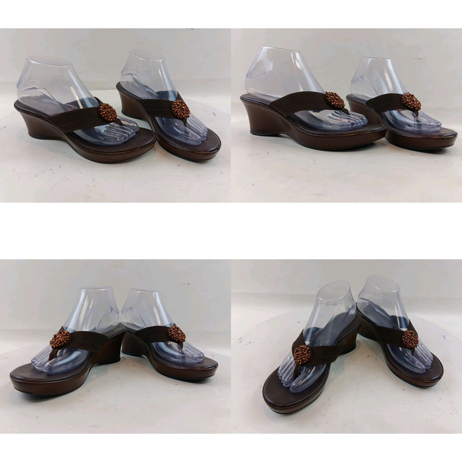 Vintage Italian Shoemaker Women's Sandals Size 9 M Brown Beaded Slip On Size US 9 / IT 39 - 9 Thumbnail