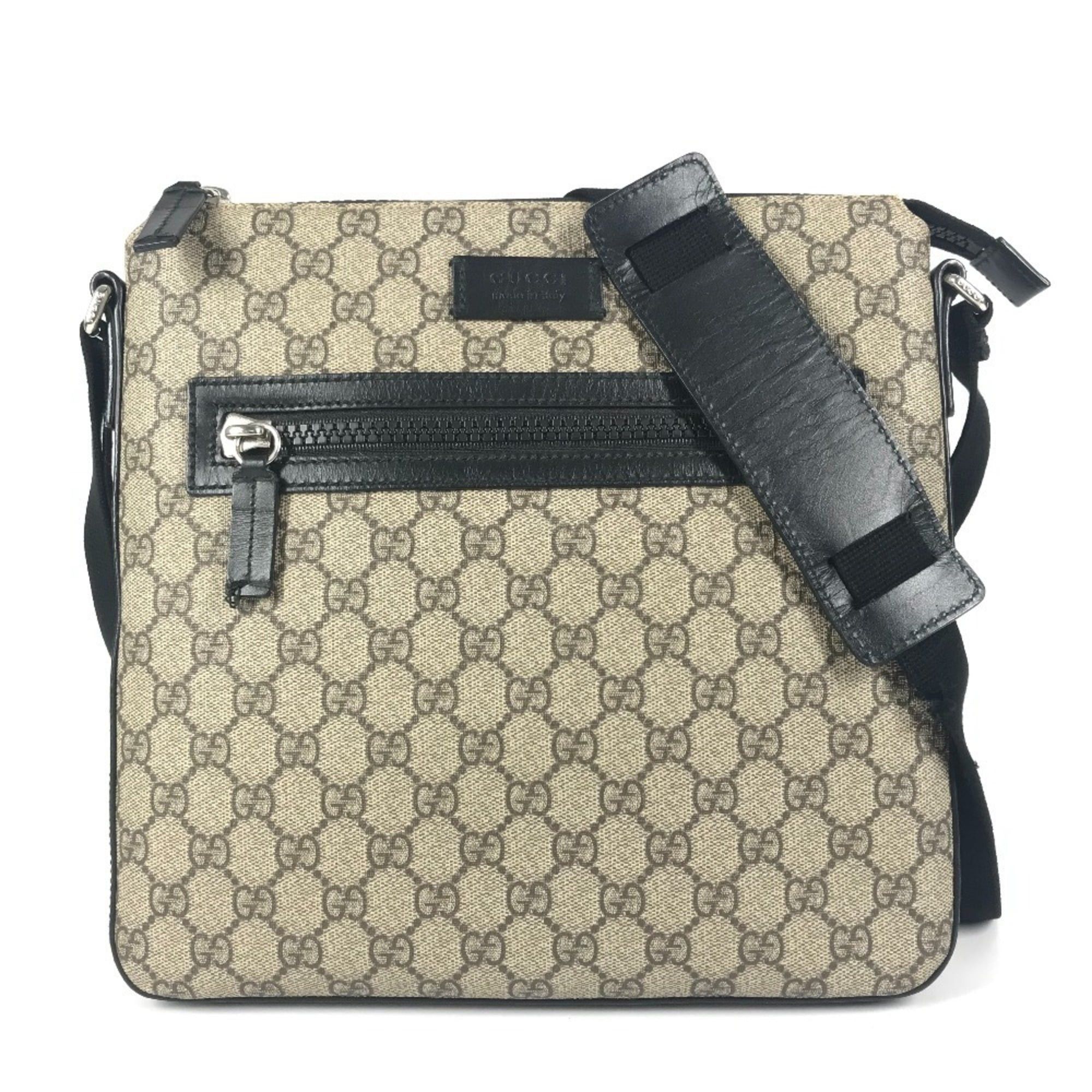 GUCCI 406374 GG Supreme Logo Messenger Bag Shoulder in Canvas and Leather Beige for Men Women