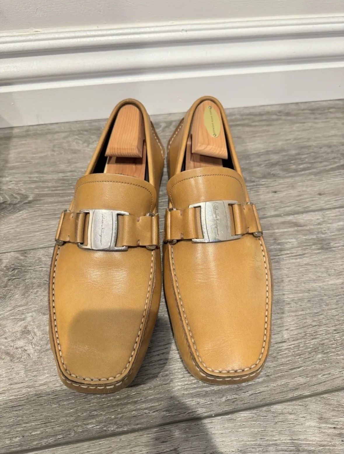 FERRAGAMO 'Sardegna' Brown Loafers Size US 8EEE