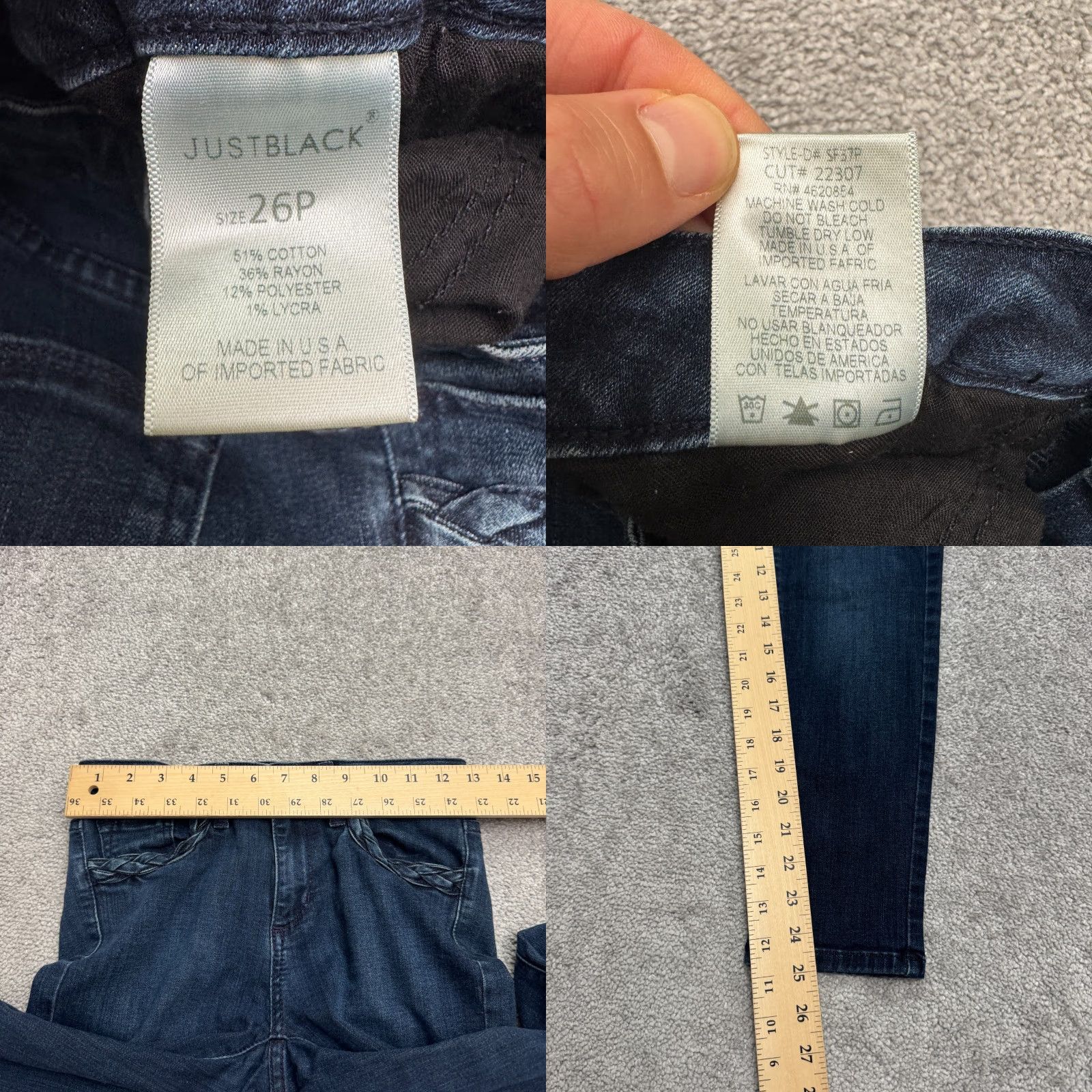 Denime JUST BLACK Mid Rise Straight Leg Crop Denim Jeans Womens 26P Blue Dark Wash Size 26" / US 2 / IT 38 - 8 Thumbnail