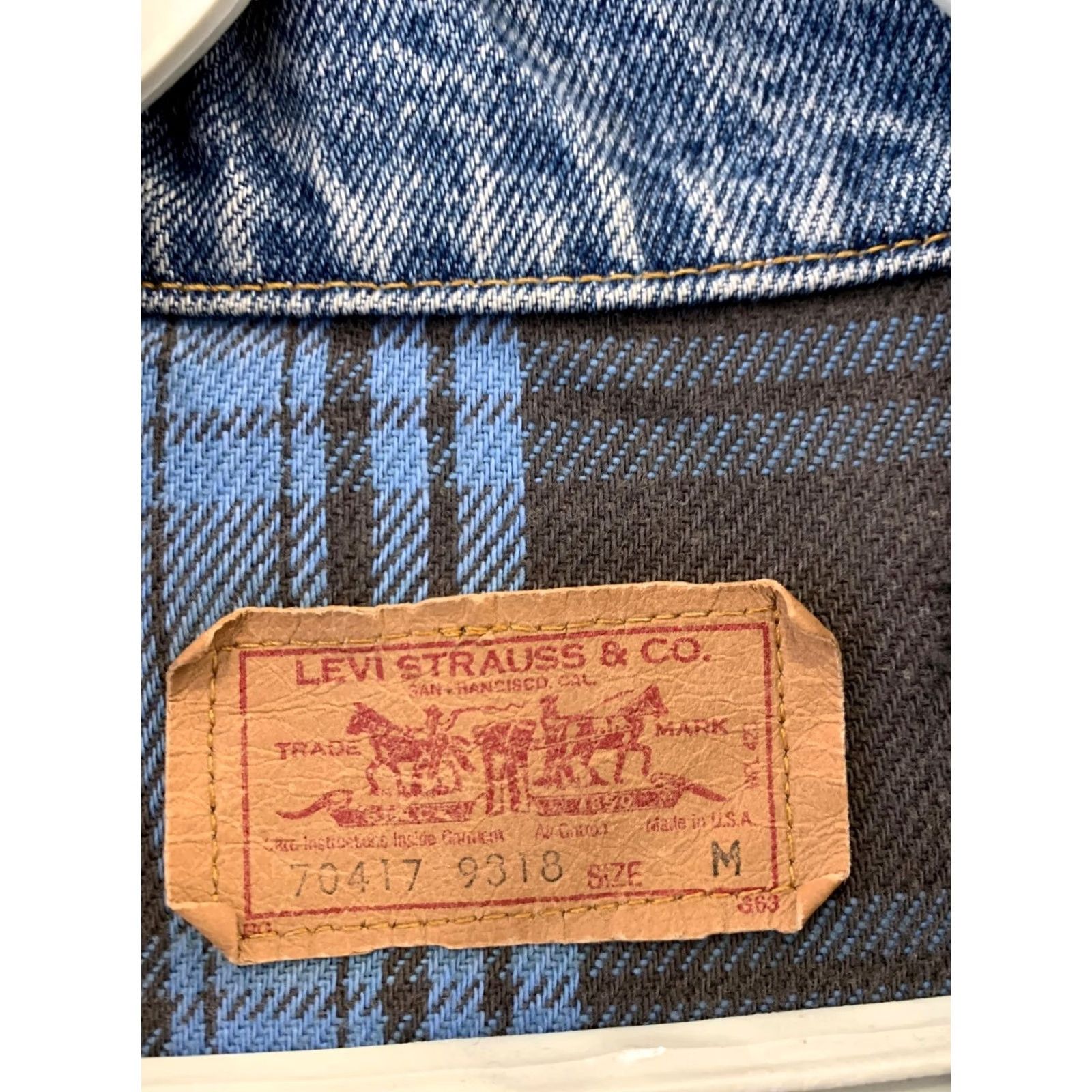 Levi's VINTAGE Levi’s Trucker Jacket Denim 70417 90s Flannel Lined Made in USA Blue M Mens Jacket Size US M / EU 48-50 / 2 - 3 Thumbnail