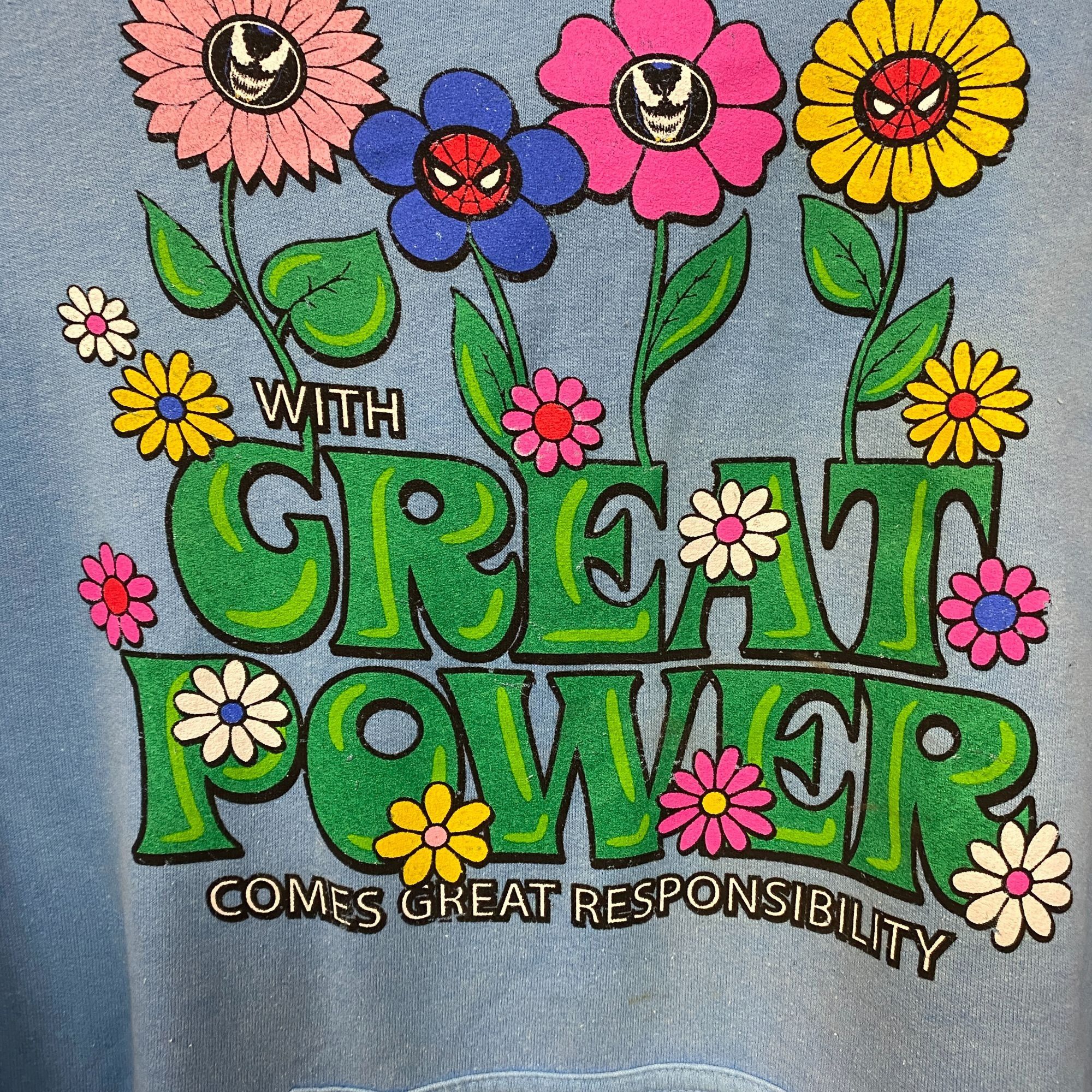 Marvel Comics Marvel's Spiderman With Great Power flower hoodie size SM Size S / US 4 / IT 40 - 2 Thumbnail