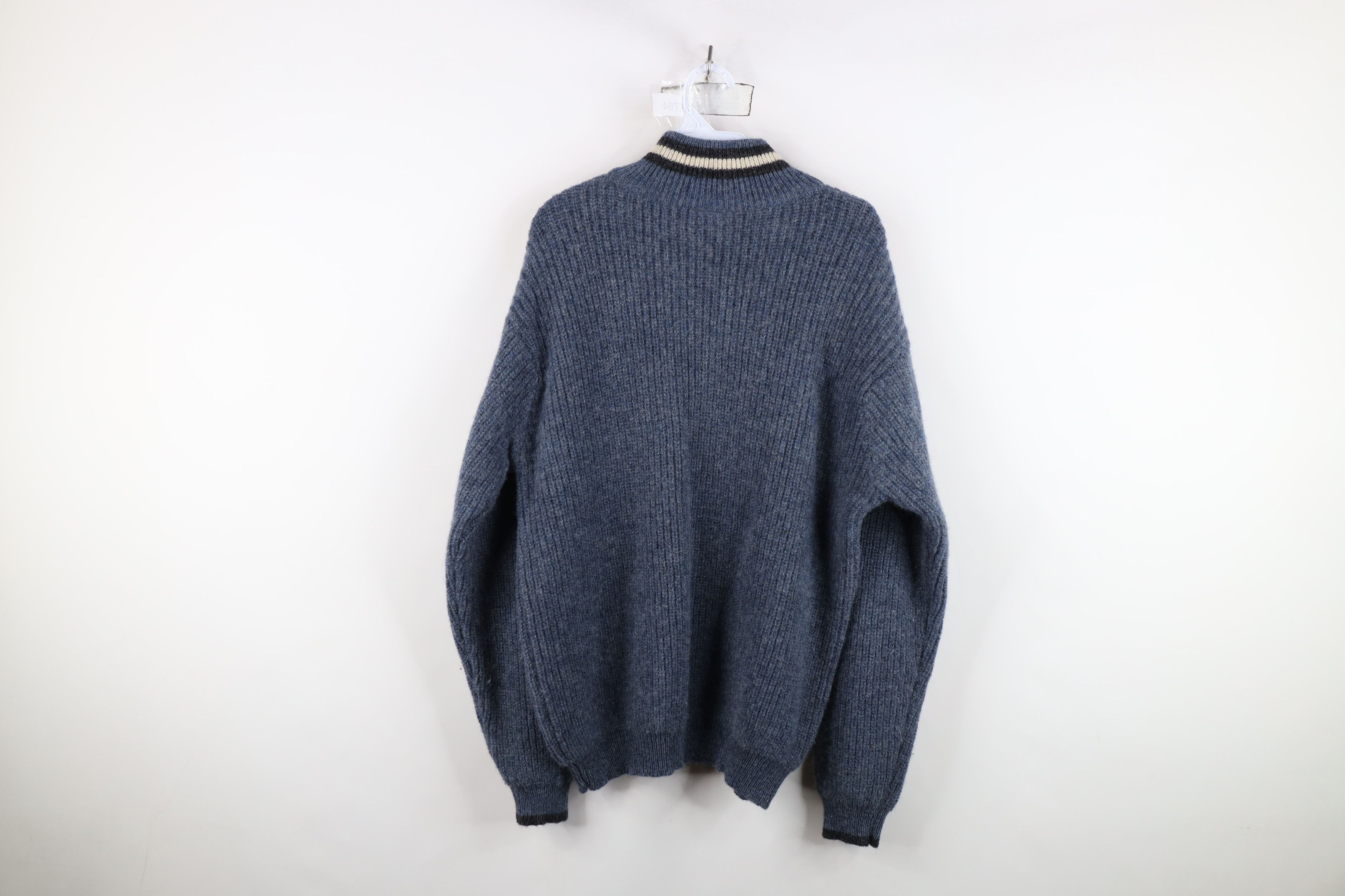 Columbia Vintage 90s Columbia Wool Ribbed Knit Half Zip Sweater Blue Size US M / EU 48-50 / 2 - 10 Thumbnail