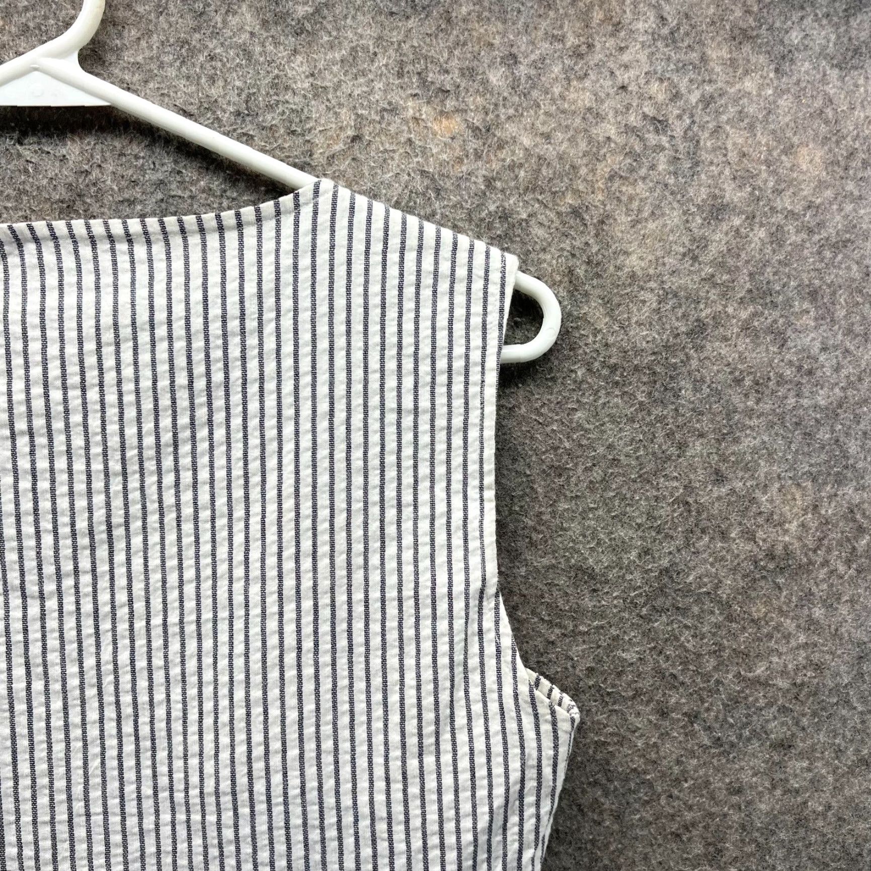 Tommy Hilfiger Tommy Hilfiger Dress Women 8 White Striped Sleeveless Cotton A-Line V-Neck Knitted Pullover Casual Party/Cocktail Travel Knee Length Size M / US 6-8 / IT 42-44 - 3 Thumbnail