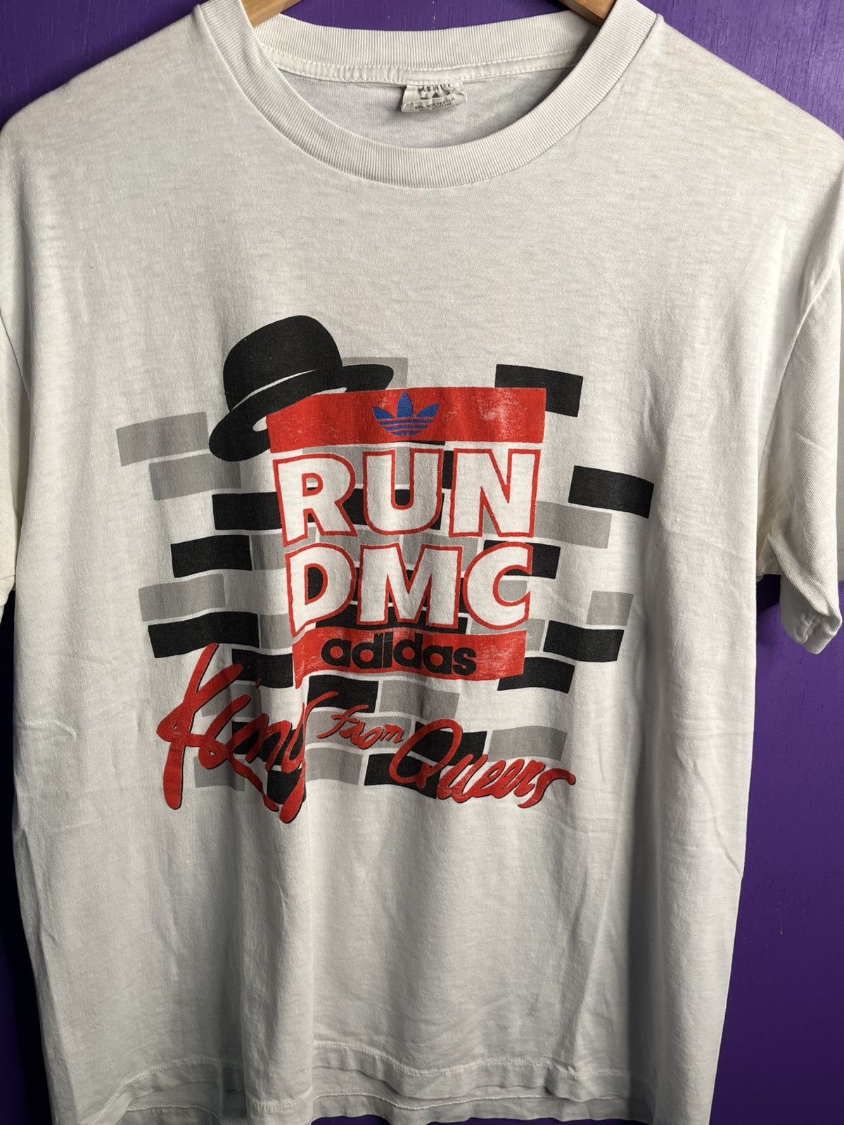 Adidas × Band Tees × Vintage Vintage 80s Adidas RUN DMC kings from queens t-shirt Size US L / EU 52-54 / 3 - 3 Thumbnail
