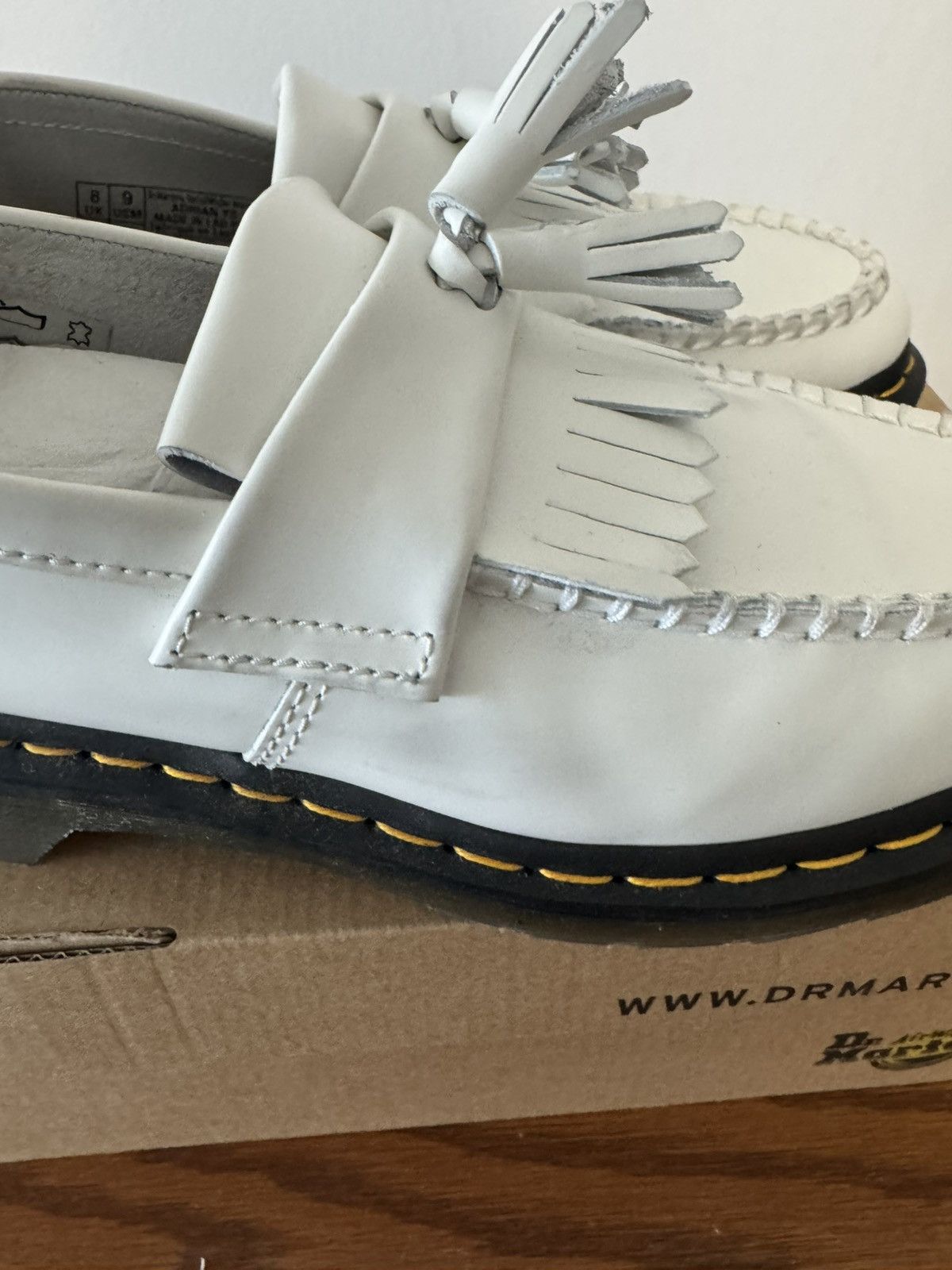 Dr. Martens Dr. Marten Adrian Yellow Stitch Leather Tassel Loafers Size US 9 / EU 42 - 9 Thumbnail