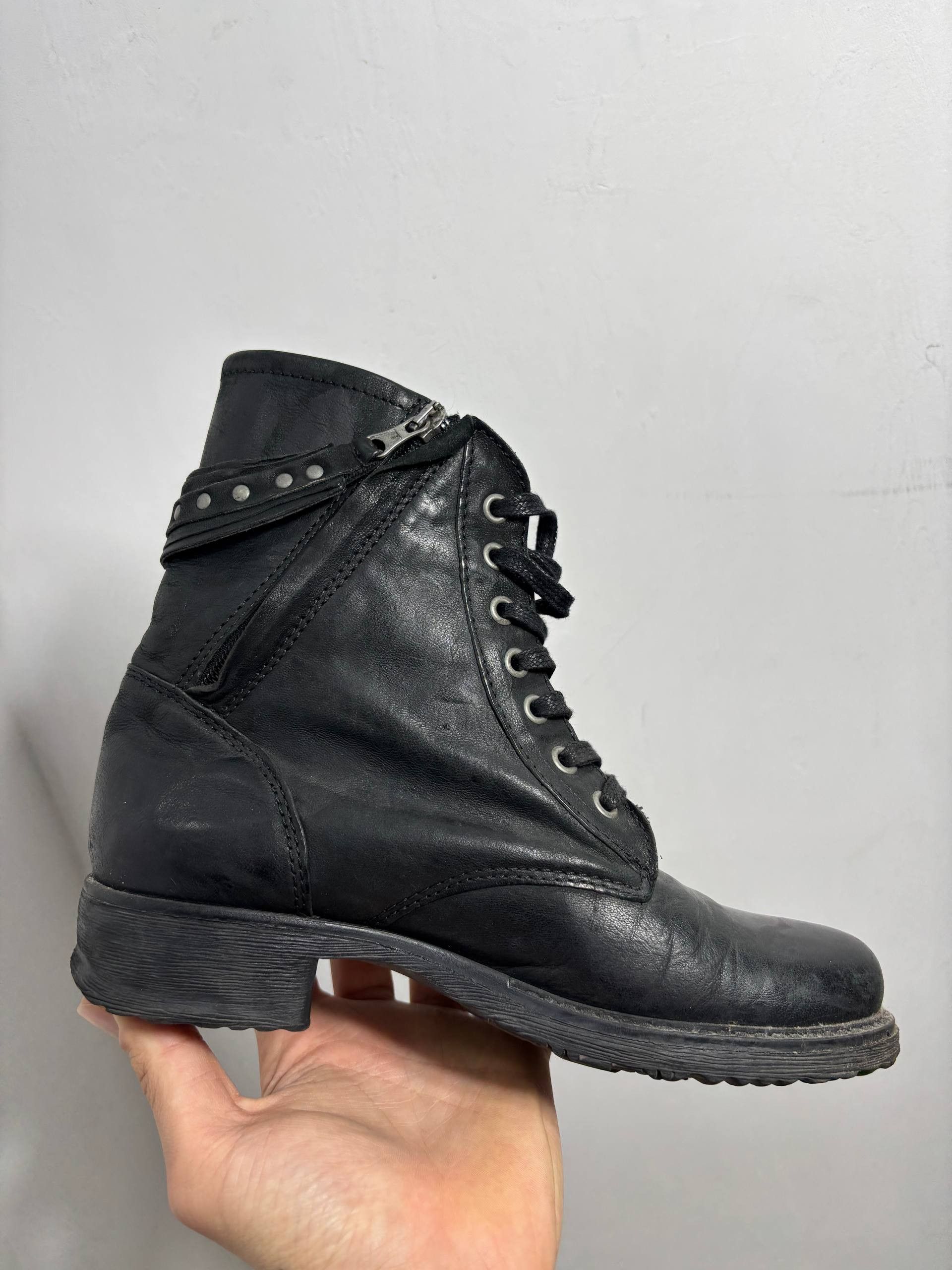 Buffalo London Buffalo Avant Garde Biker Leather Boots VTG Rick Owens STYLE Size US 5.5 / EU 38 - 14 Thumbnail
