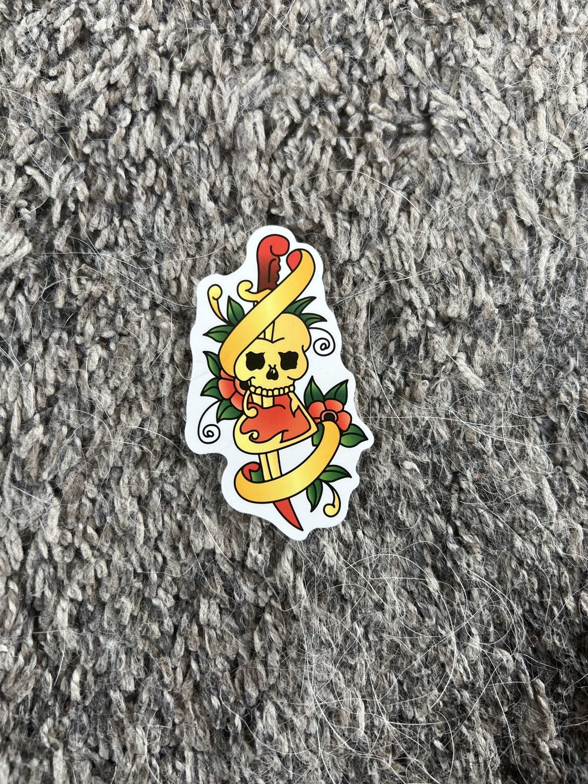 Hypebeast Dagger Piercing Skull Tattoo Sticker Size ONE SIZE - 1 Thumbnail