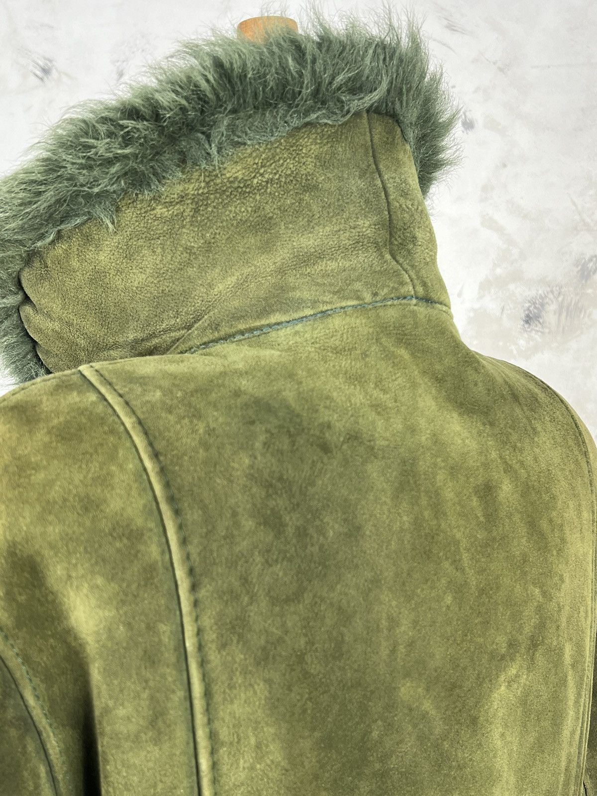 Vintage Vintage Green Suede Shearling Coat Long Jacket Size M - L Size L / US 10 / IT 46 - 8 Thumbnail