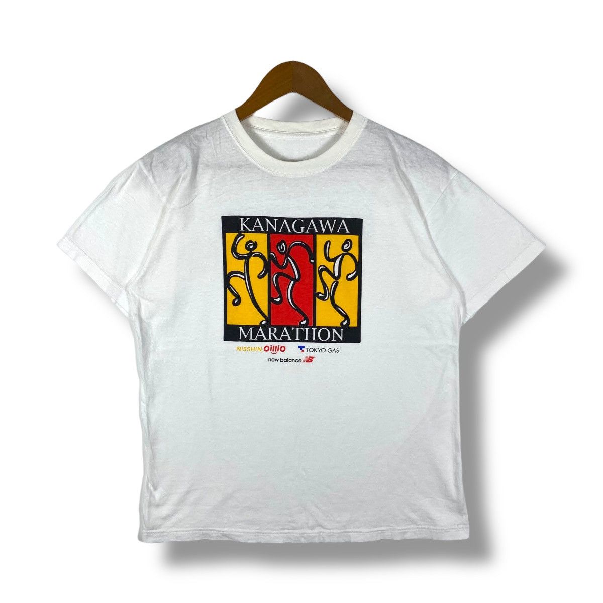 Vintage Vintage 90's KANAGAWA MARATHON New Balance Graphic Tee Shirt Size US M / EU 48-50 / 2 - 1 Thumbnail