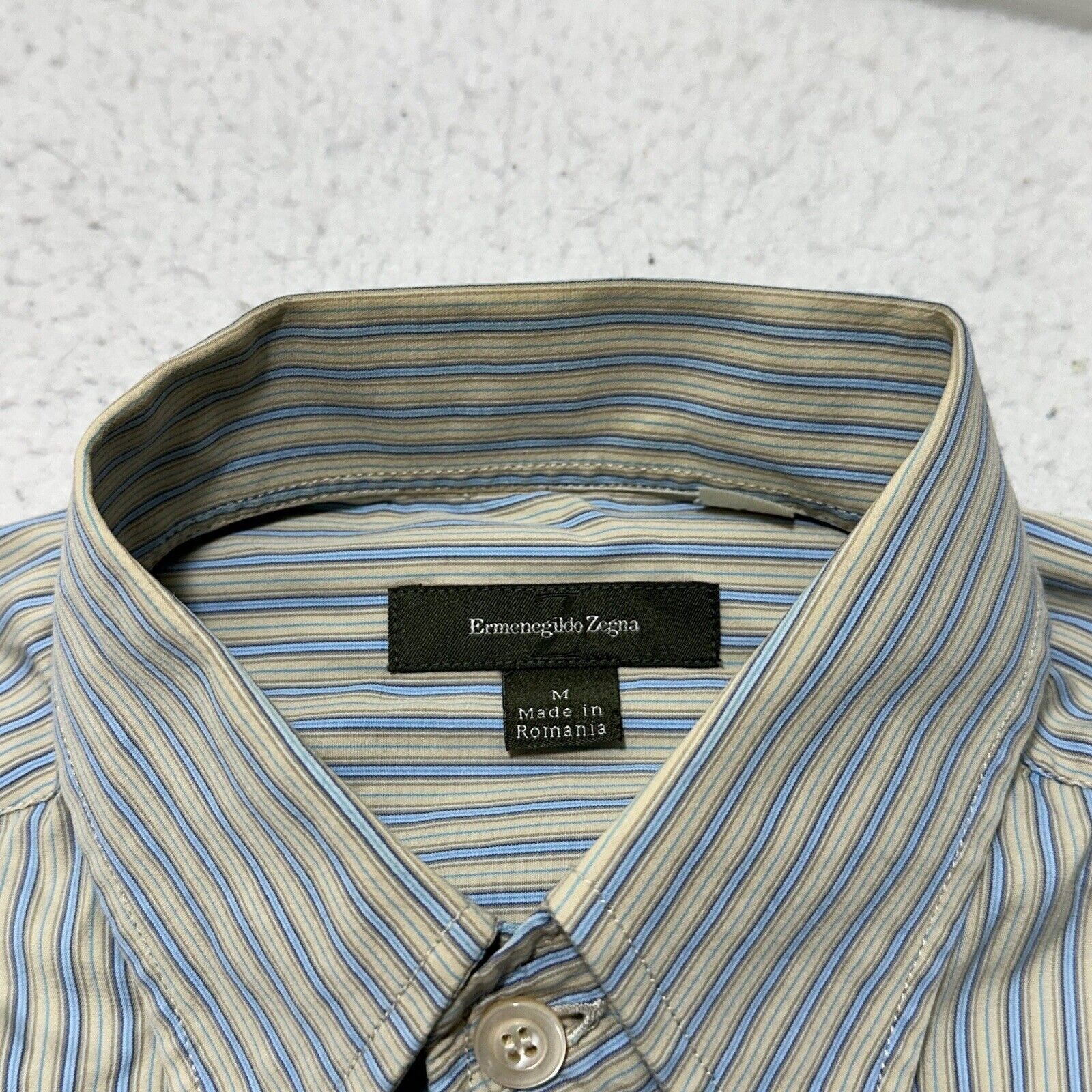 Ermenegildo Zegna Ermenegildo Zegna Medium Button Down Dress Shirt Blue Green Size US M / EU 48-50 / 2 - 3 Thumbnail