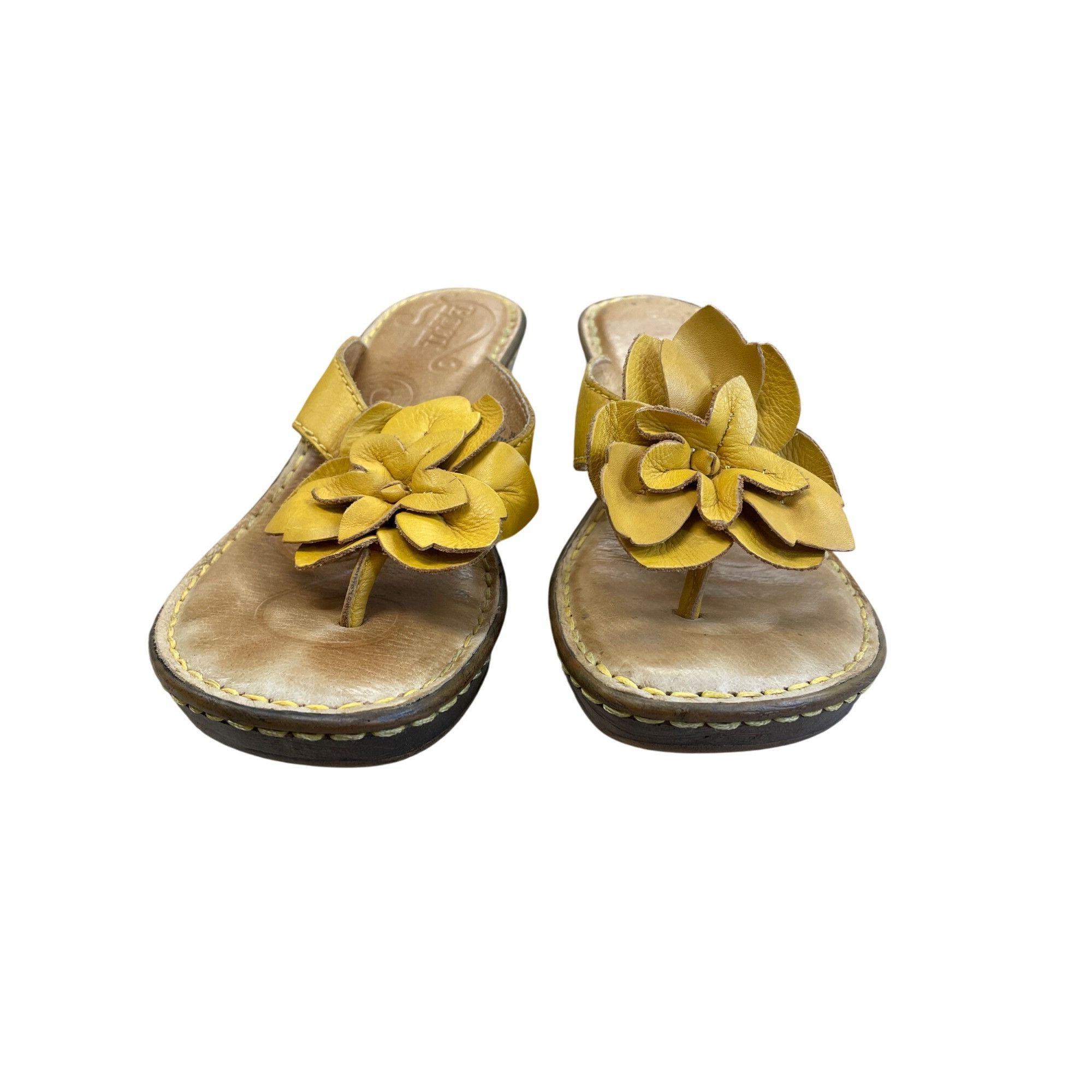 Born Born Womens Yellow Leather Floral 2.5" Wedge Sandals Size 8/ Size US 8 / IT 38 - 6 Thumbnail