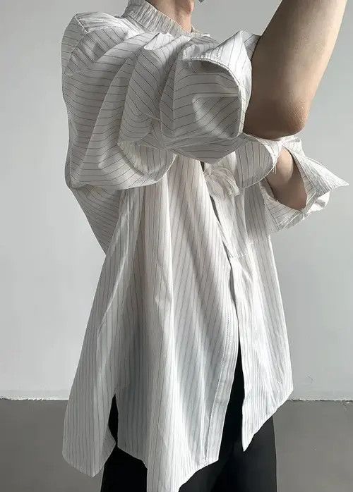 Japanese Brand Koyama x Itou Cleanfit retro bow tie front pinstripe shirt Size US M / EU 48-50 / 2 - 4 Thumbnail