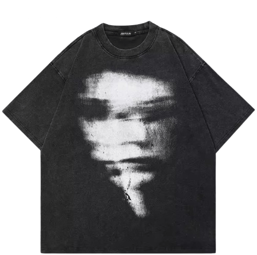 Japanese Brand Y2K Vintage Blurry FACE Washed Short Sleeve T-Shirt Size US XXL / EU 58 / 5 - 1 Thumbnail